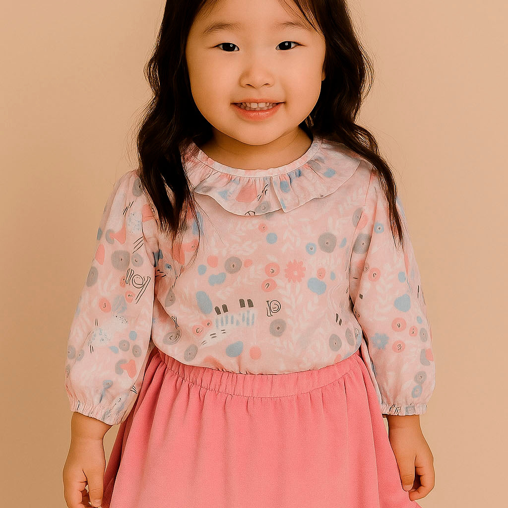 Bata Infantil Menina Manga Longa Borboletas Rosa — foto 1