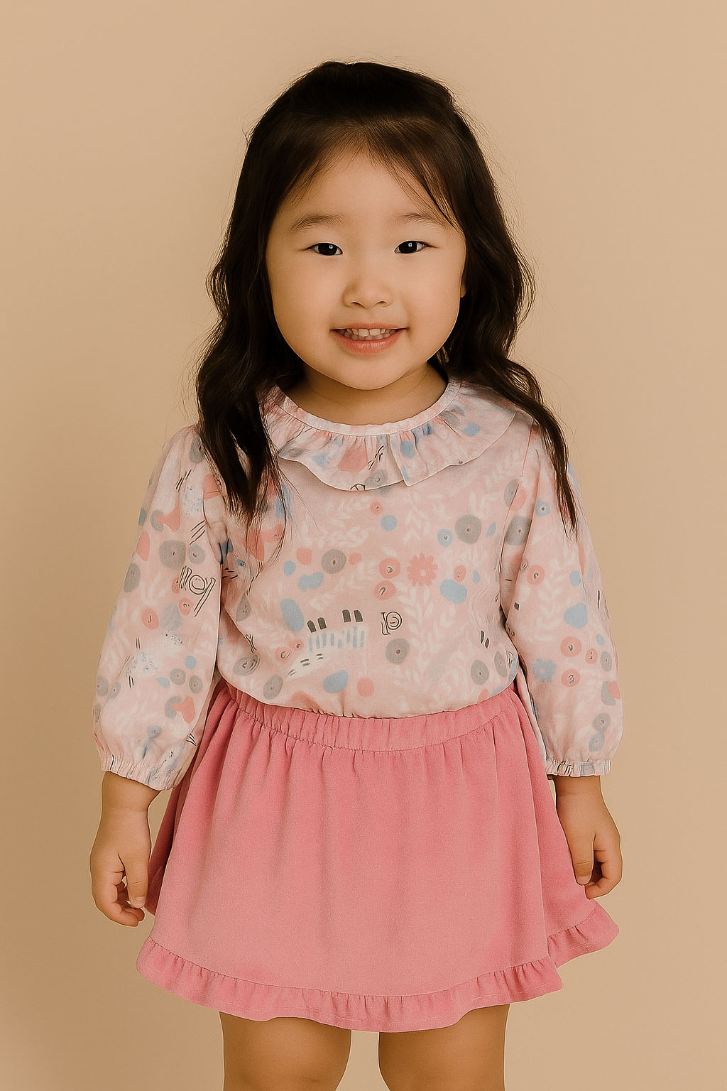 Bata Infantil Menina Manga Longa Borboletas Rosa — foto 1
