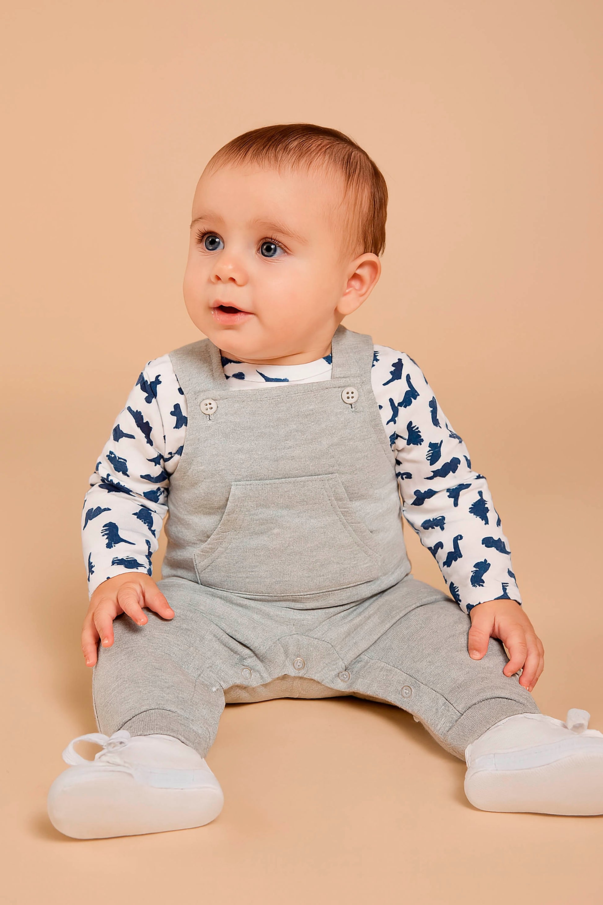 Jardineira com Body Bebê Menino Estampa Dino — foto 1