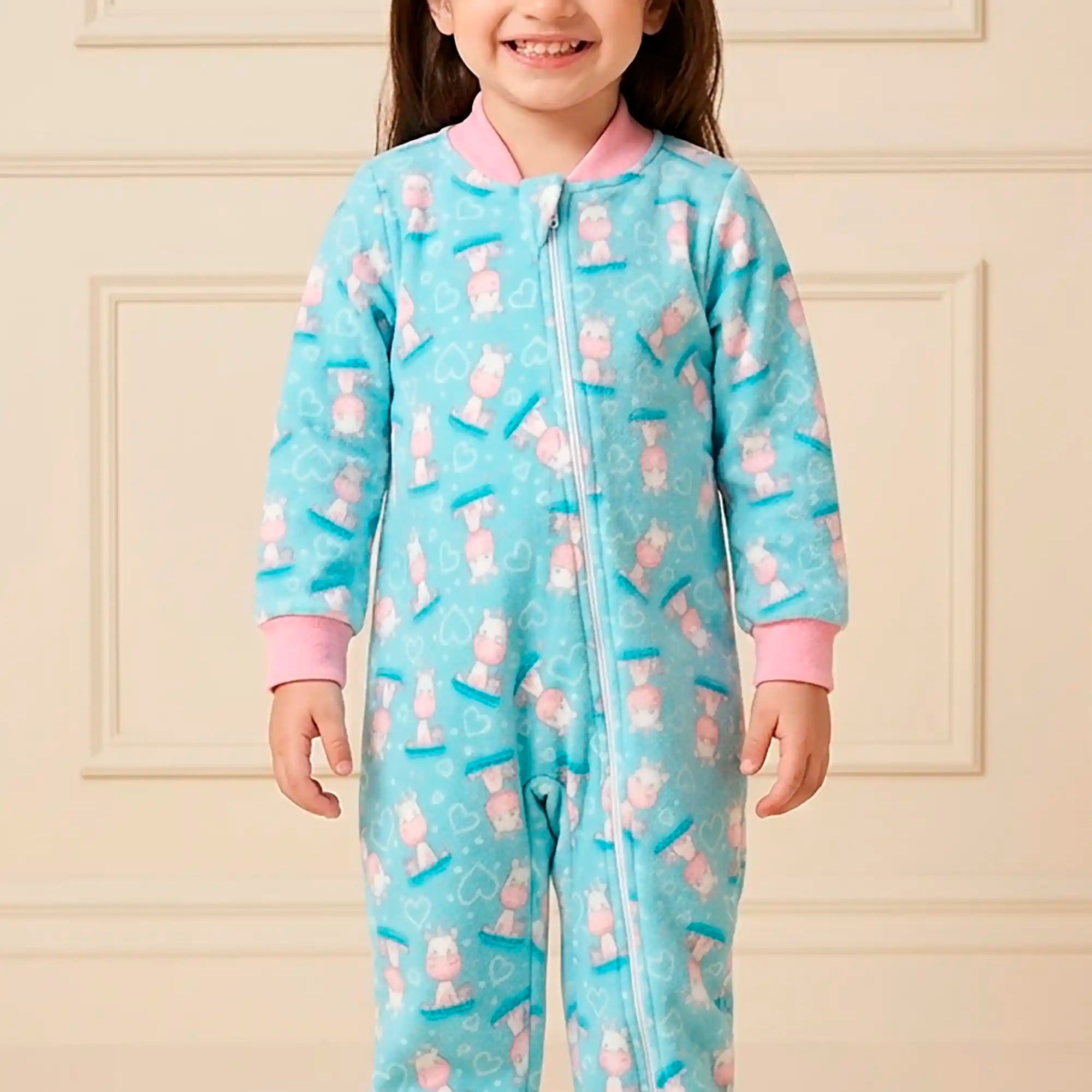 Pijama Macacão Bebê com Zíper Estampa Unicórnio — foto 1