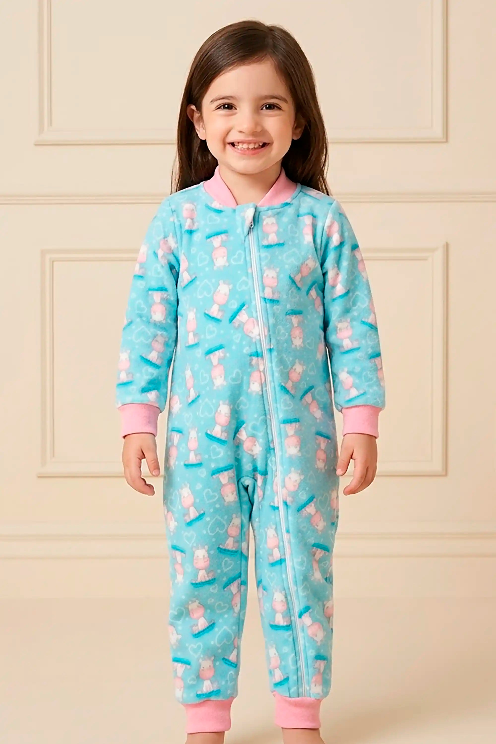 Pijama Macacão Bebê com Zíper Estampa Unicórnio — foto 1