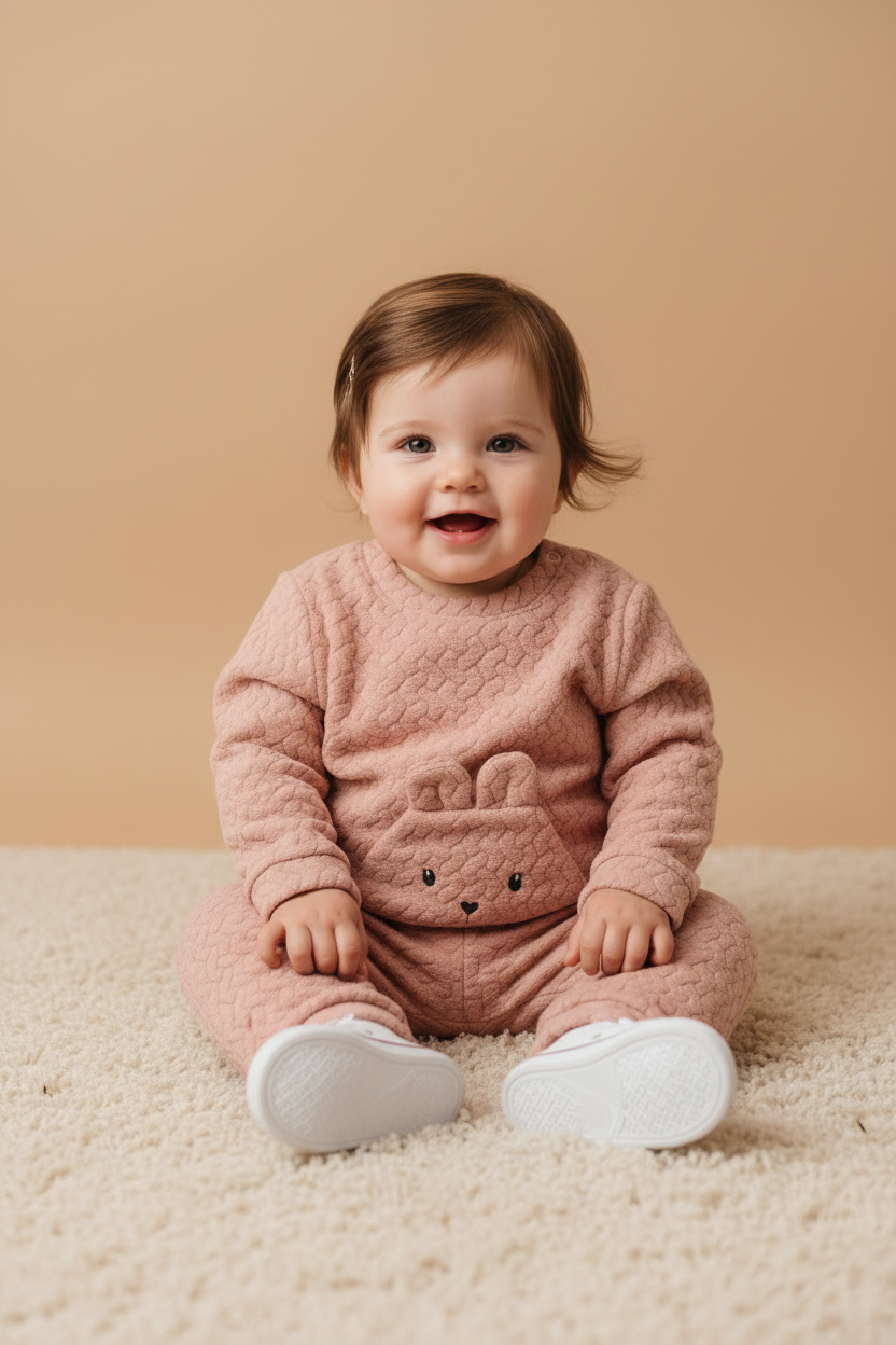 Conjunto Infantil Peluciado Coelhinho Rosa