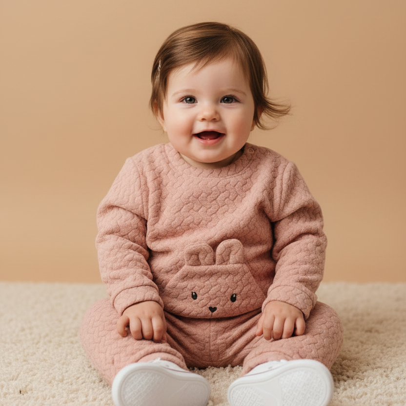 Conjunto Infantil Peluciado Coelhinho Rosa