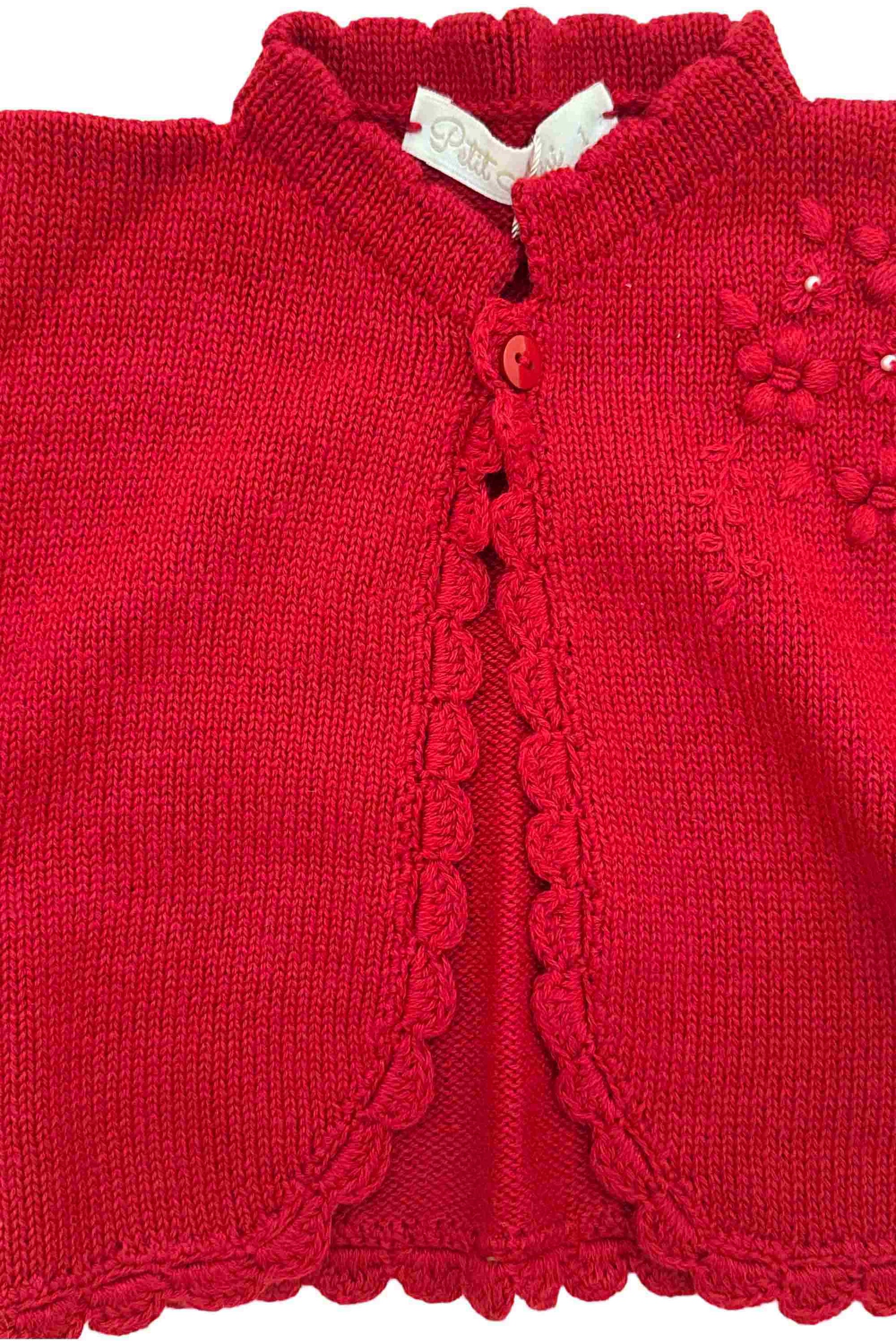Bolero em Tricot Bordado Vermelho para Menina — foto 4
