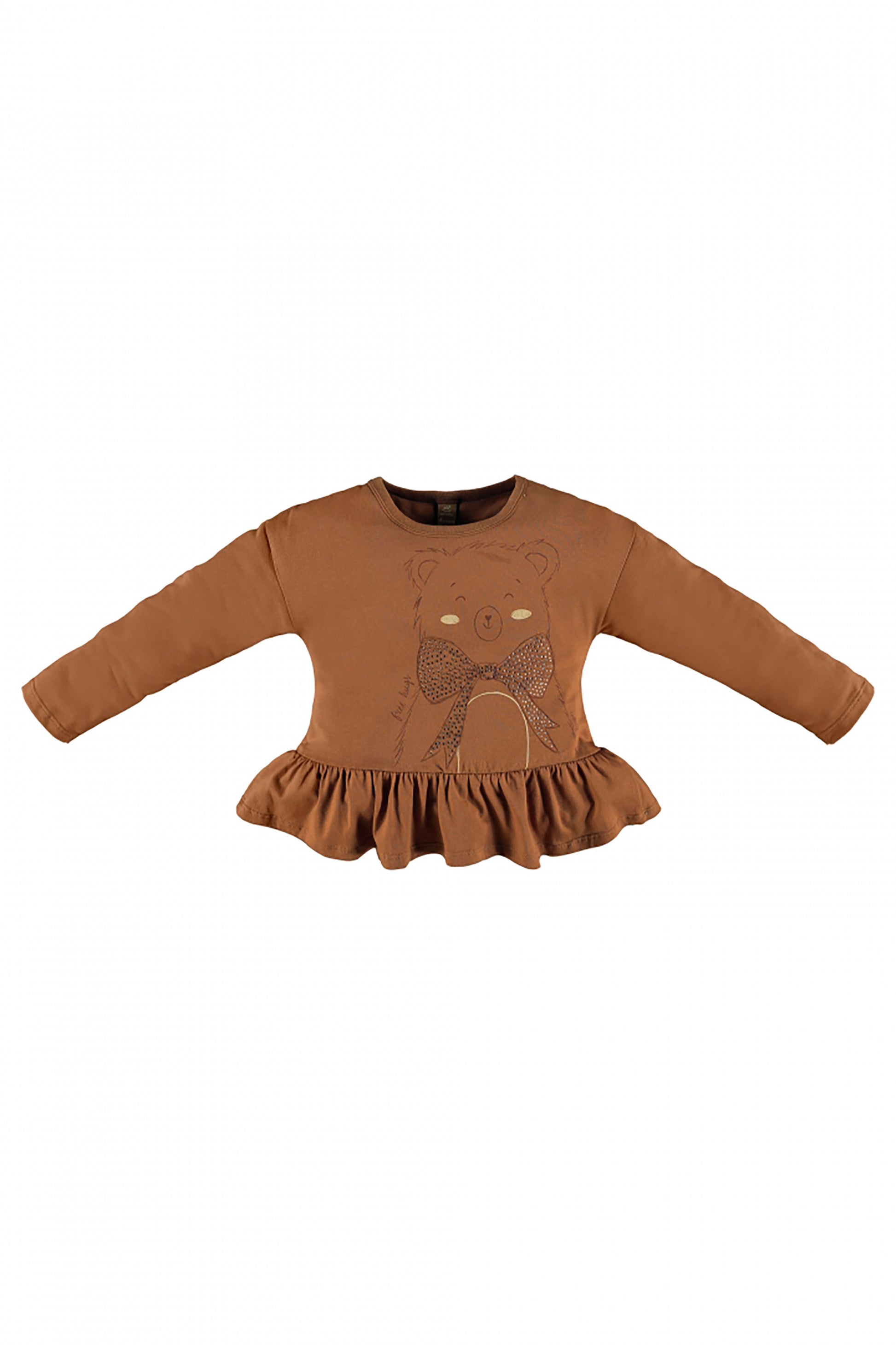 Conjunto Infantil Calça Legging Xadrez e Blusa Urso Marrom para Meninas — foto 2