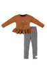 Conjunto Infantil Calça Legging Xadrez e Blusa Urso Marrom para Meninas — foto 1