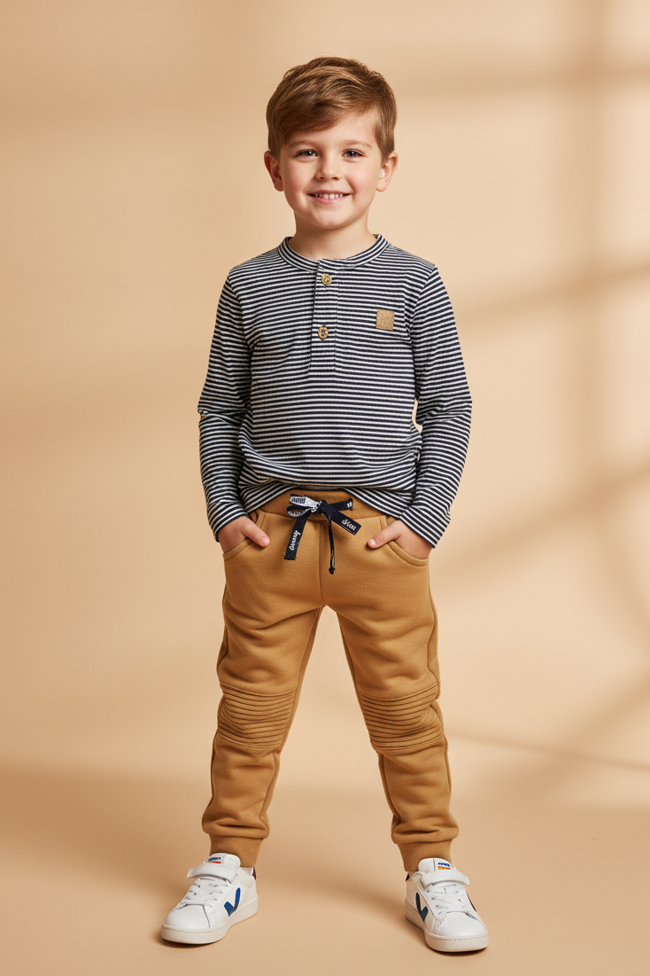Conjunto Infantil para Menino Calça Moletom e Blusa Listrada