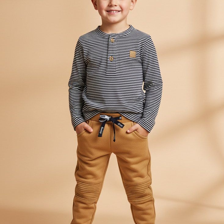 Conjunto Infantil para Menino Calça Moletom e Blusa Listrada