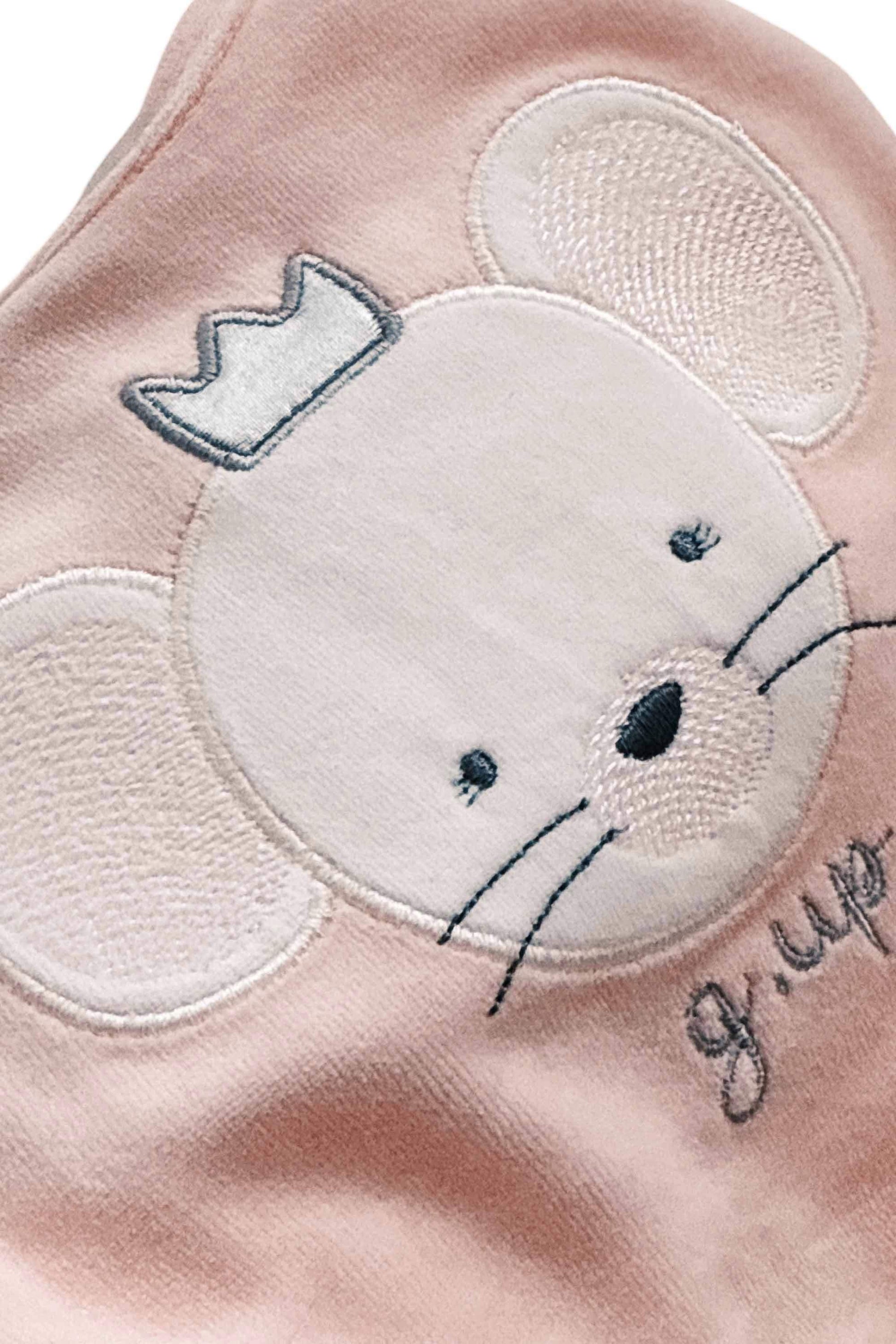 Conjunto Bebê Menina Estampa Ratinha com Calça Malha Jacquard Rosa — foto 5