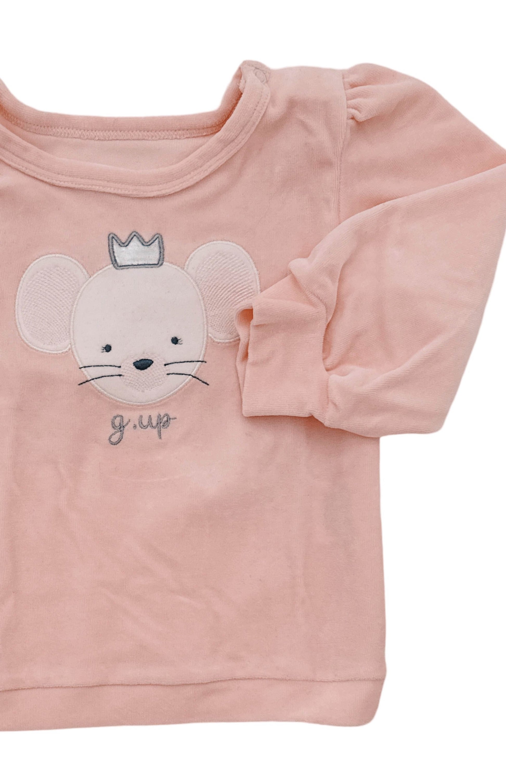 Conjunto Bebê Menina Estampa Ratinha com Calça Malha Jacquard Rosa — foto 3