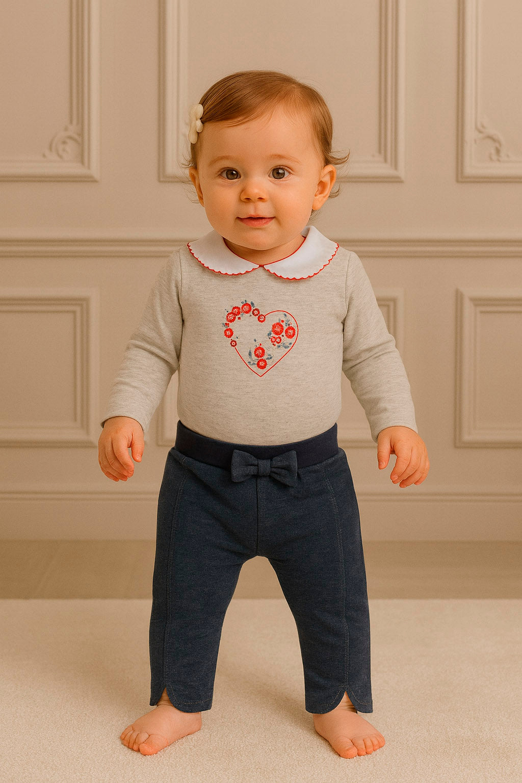Conjunto Bebê Jeans com Bordado de Coração — foto 2