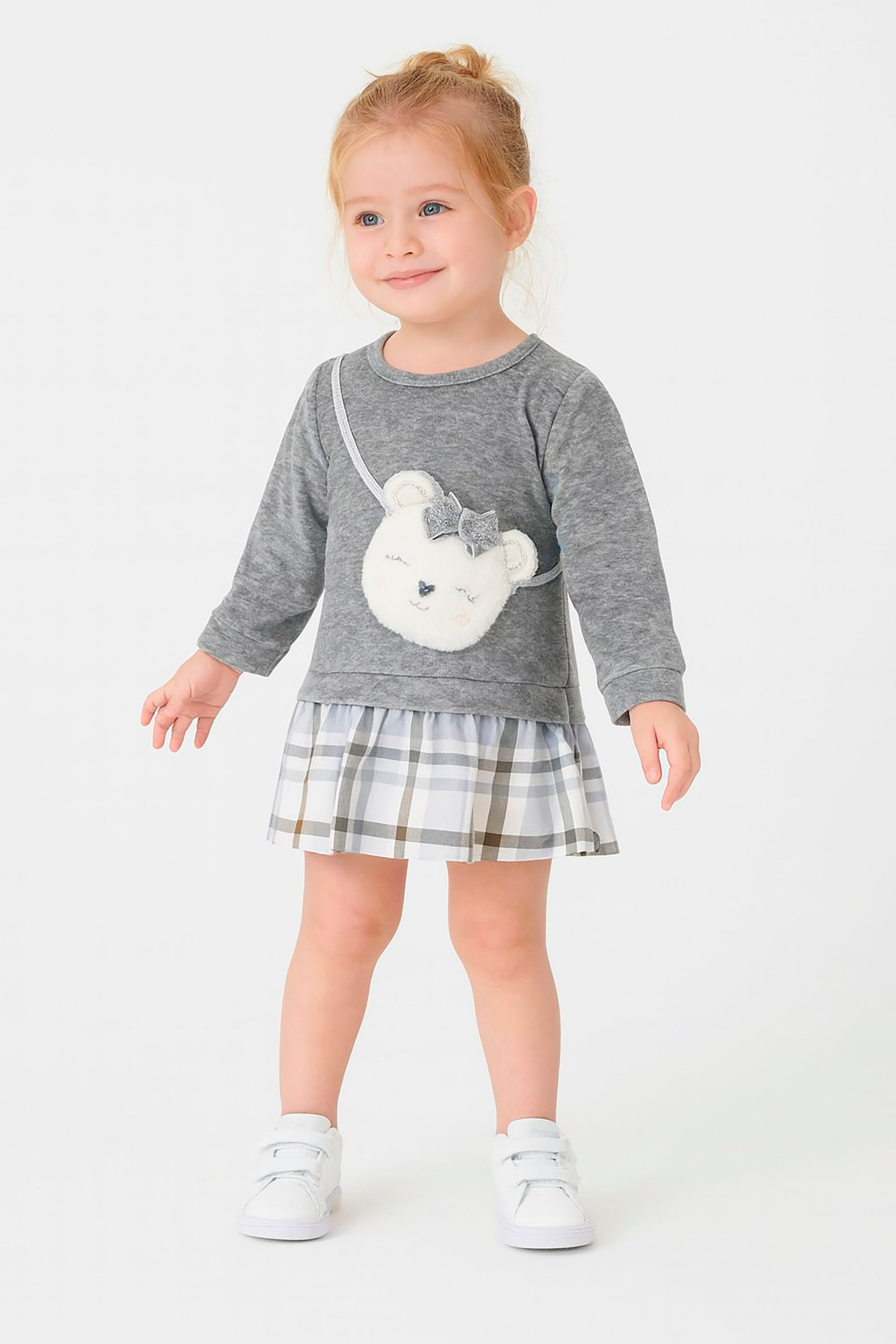 Vestido Infantil Little Bear Cinza — foto 1