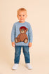 Malha em Tricot para Meninos Estampa Urso Boné Azul Claro — foto 1