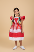 Vestido Junino Infantil Ana com Coração e Laços Vermelhos — foto 1