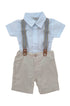 Conjunto Curto Bebê Suspensório Bege — foto 2