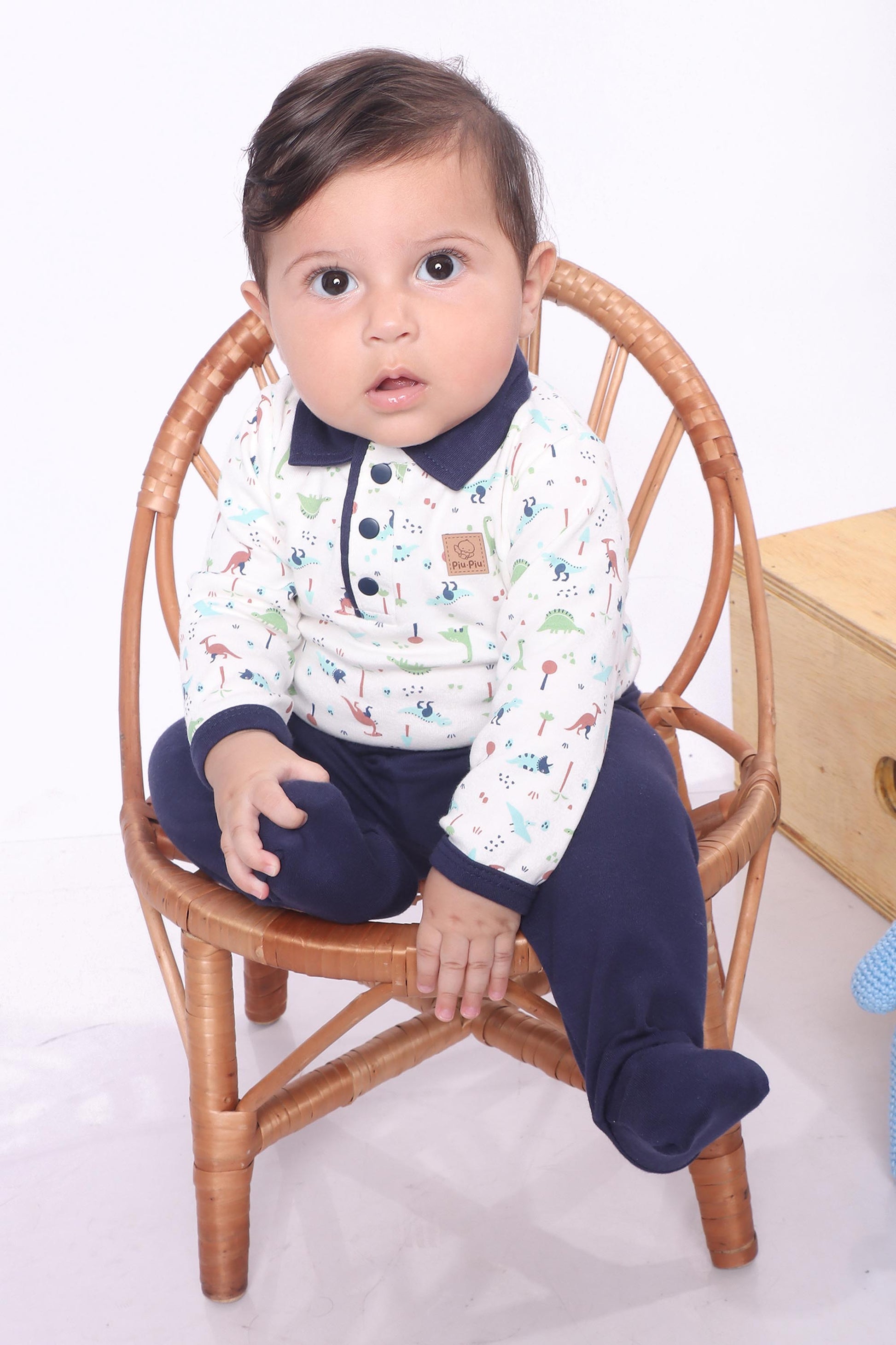 Conjunto Body e Calça para Bebê em Algodão Egípcio Estampa Dinossauros — foto 1
