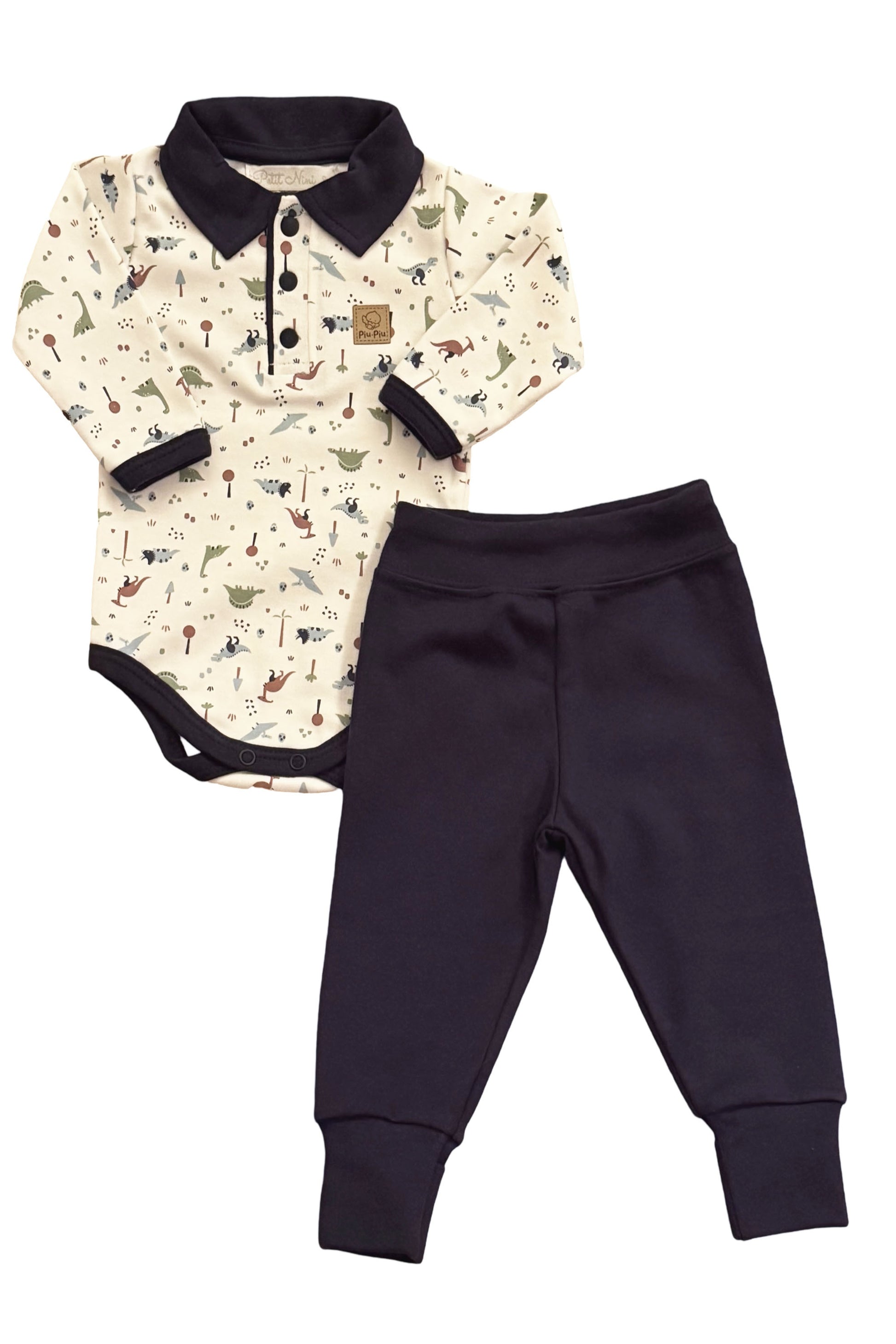 Conjunto Body e Calça para Bebê em Algodão Egípcio – Estampa Dinossauros