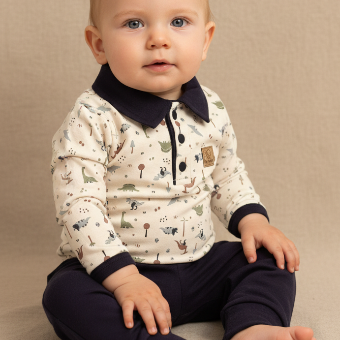 Conjunto Body e Calça para Bebê em Algodão Egípcio – Estampa Dinossauros
