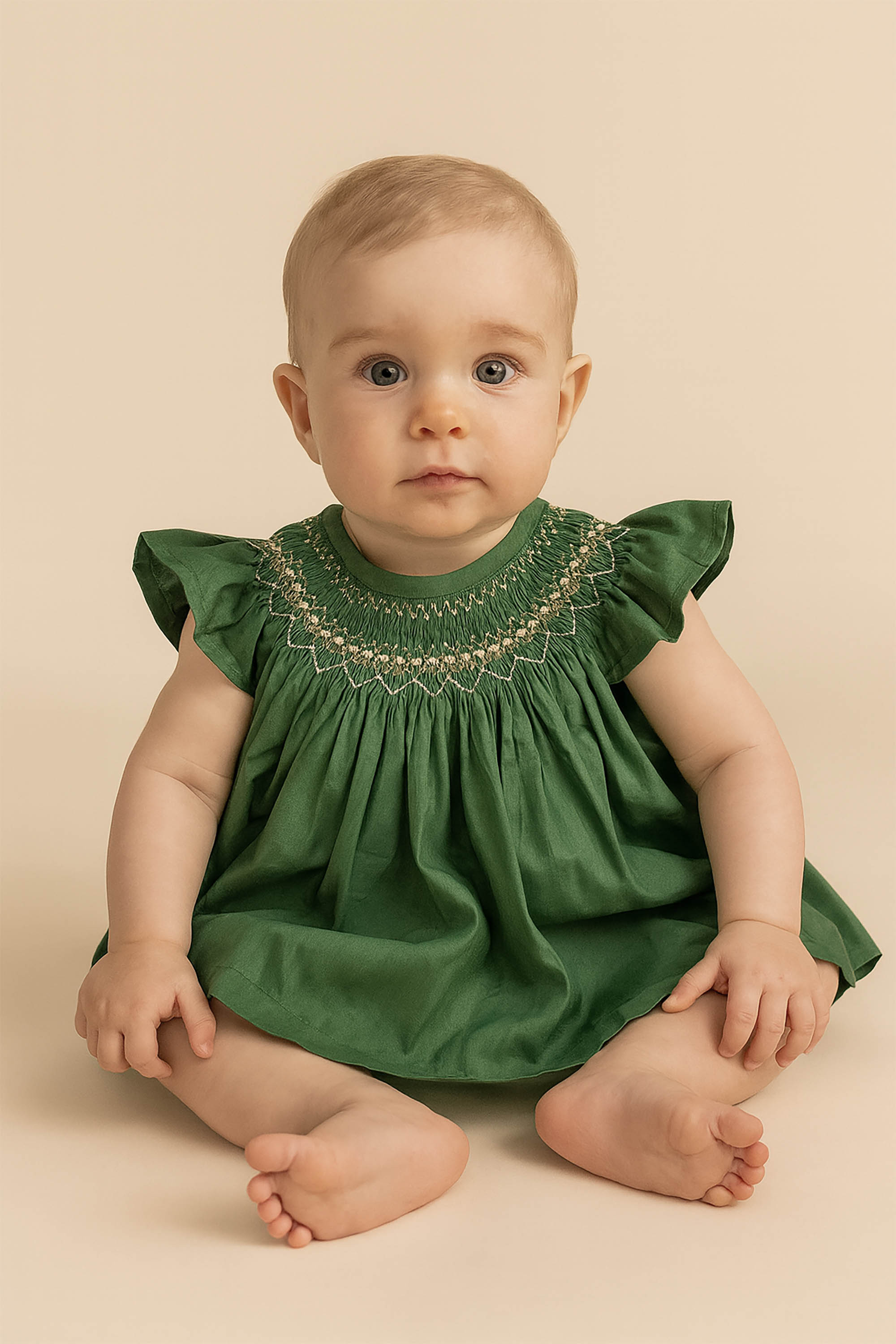Vestido Bebê Russinho Casinha de Abelha Verde Escuro — foto 1