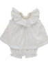Vestido Bebê Russinho Branco Com Bordado Amarelo — foto 1