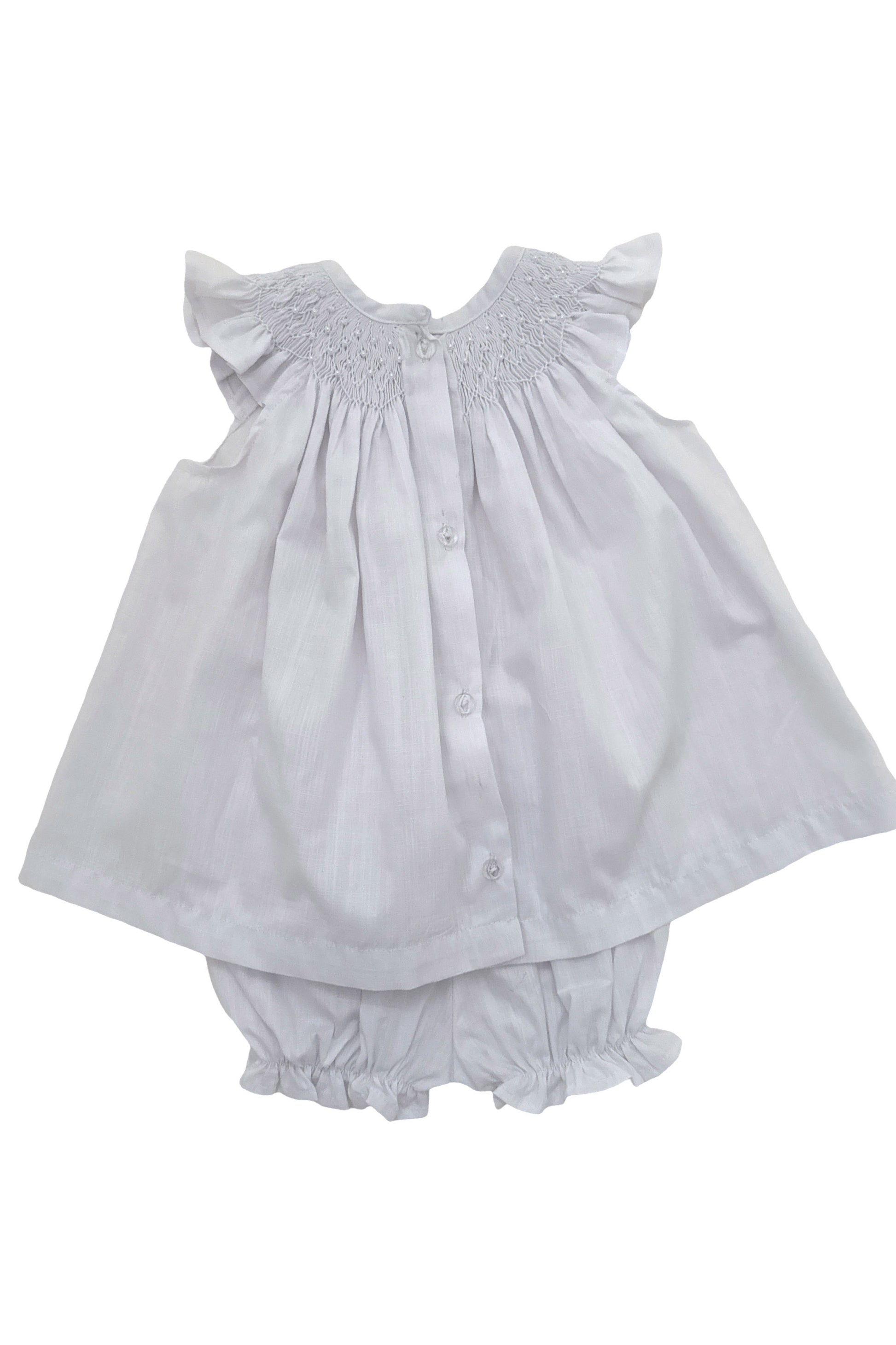 Vestido Bebê Russinho Branco com Perolas no Bordado
