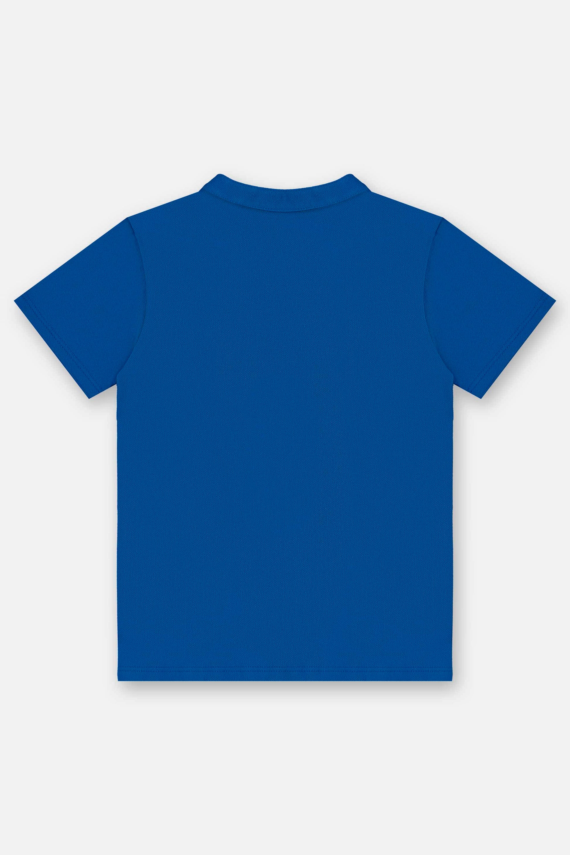 Camiseta Polo Infantil Azul Royal Manga Curta — foto 3