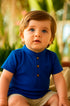 Camiseta Polo Infantil Azul Royal Manga Curta — foto 1
