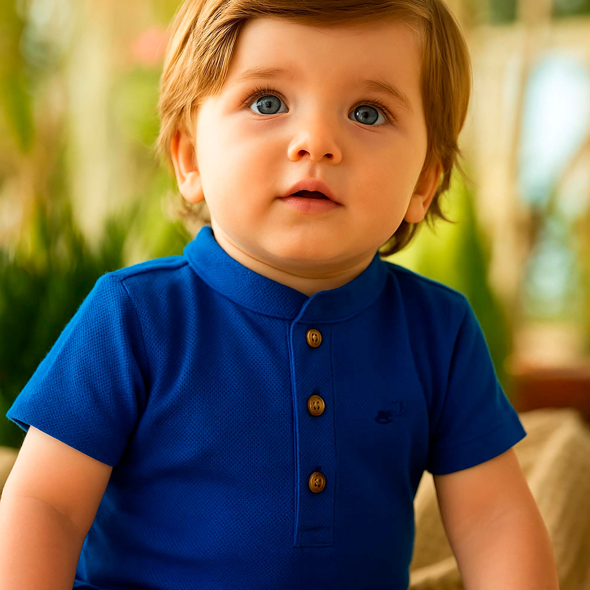Camiseta Polo Infantil Azul Royal Manga Curta — foto 1