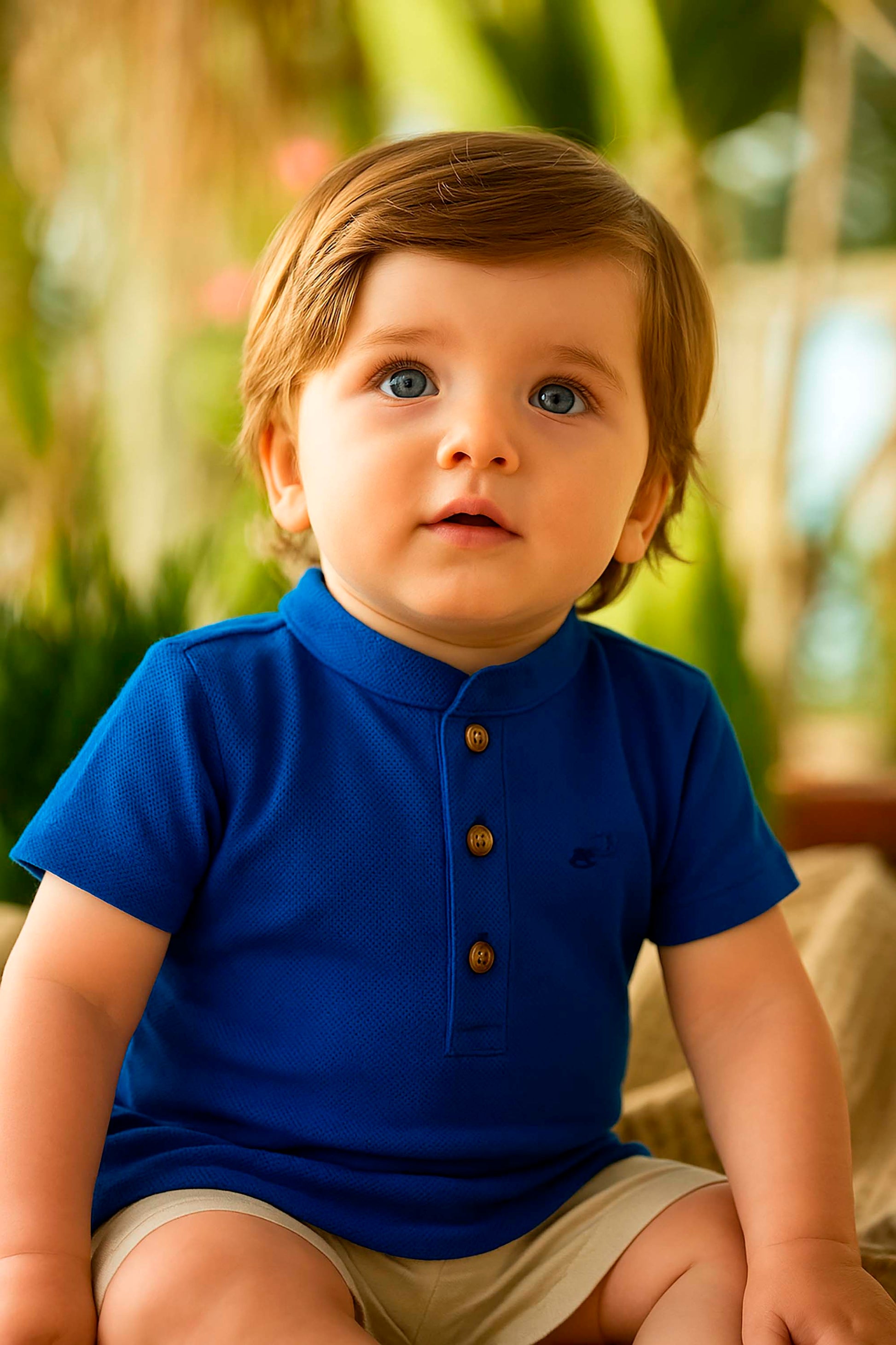 Camiseta Polo Infantil Azul Royal Manga Curta — foto 1