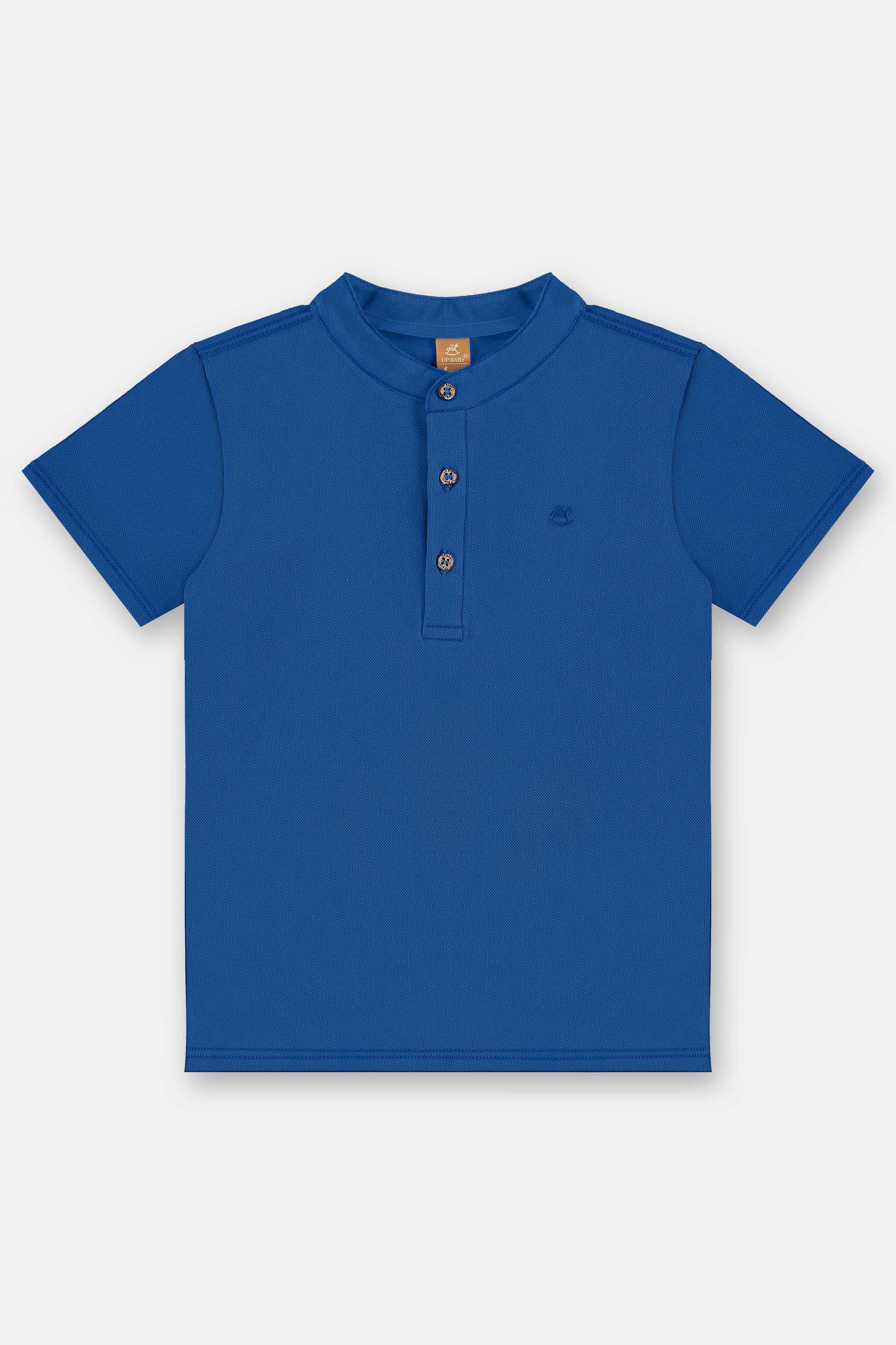 Camiseta Polo Infantil Azul Royal Manga Curta — foto 2