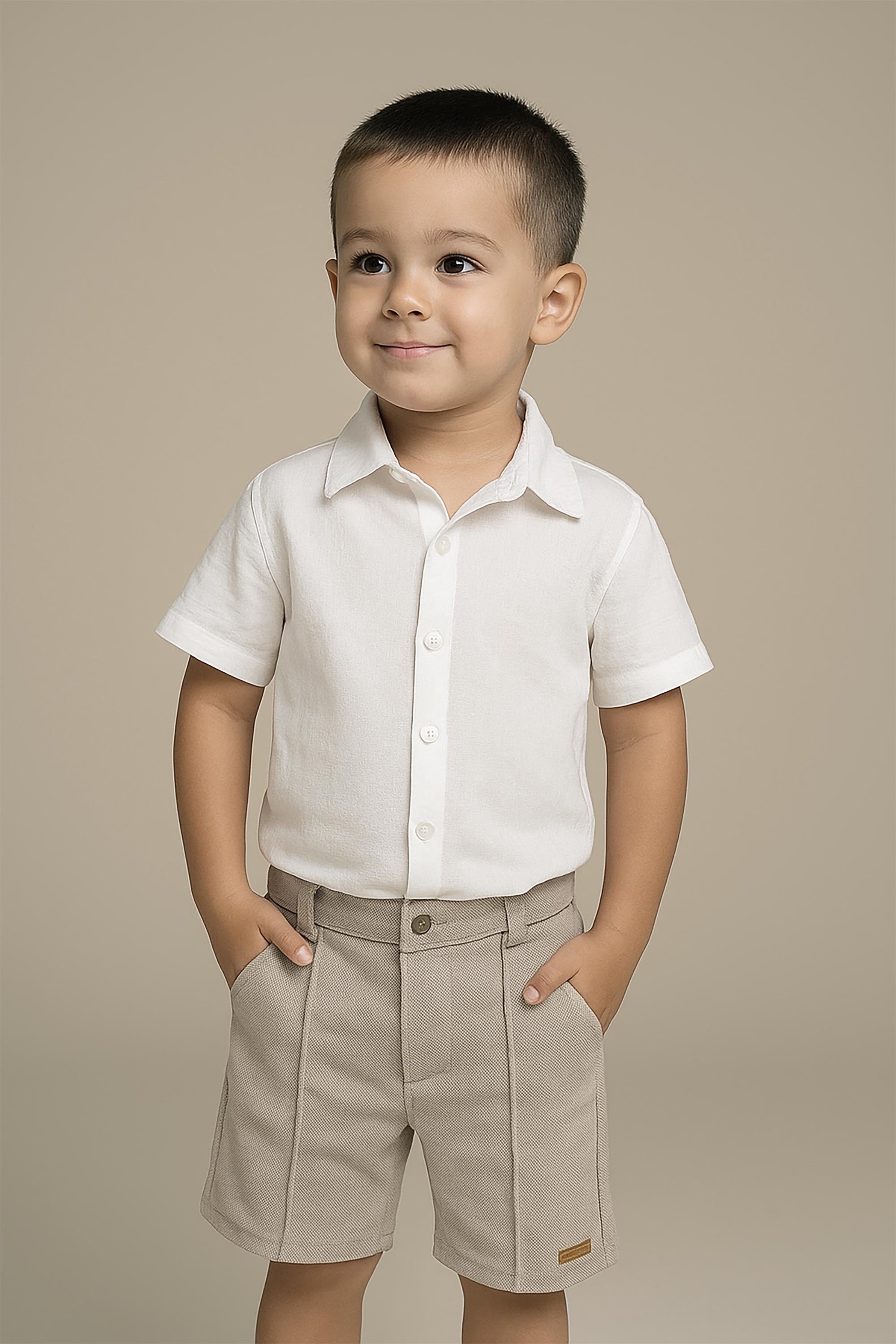 Bermuda Infantil Menino em Malha Alfaiataria Cinza — foto 1
