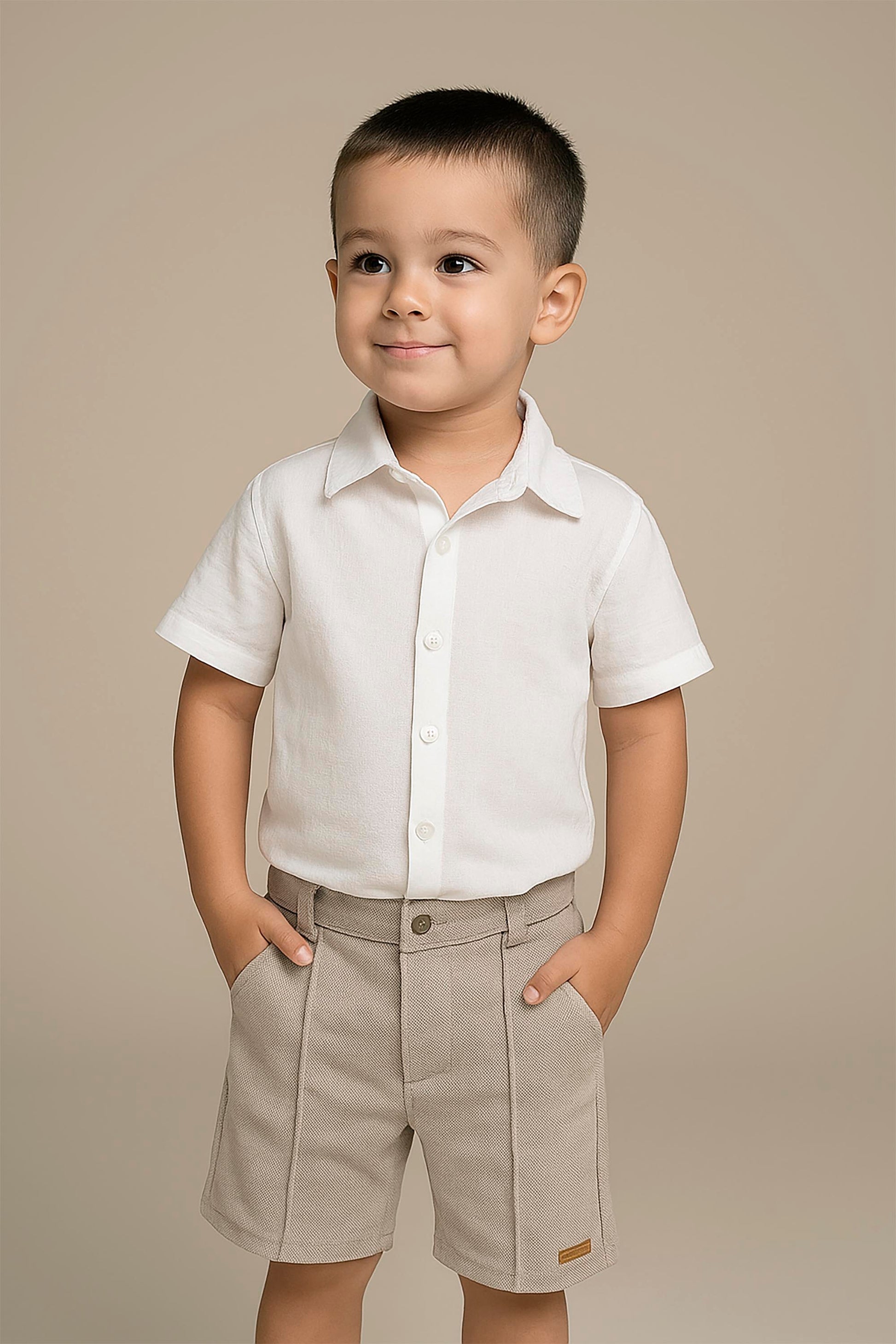 Bermuda Infantil Menino em Malha Alfaiataria Cinza — foto 1