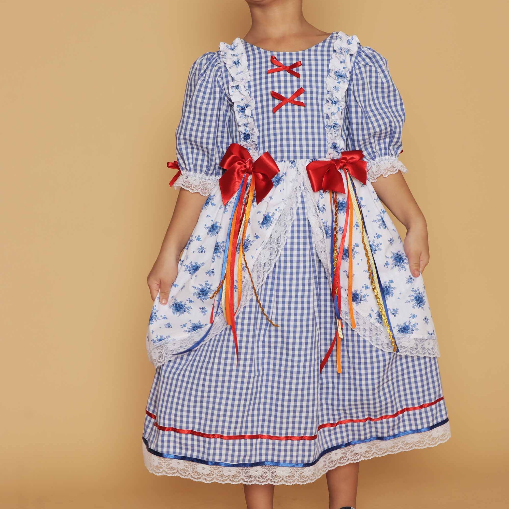 Vestido Junino Infantil Azul Royal Ester — foto 1