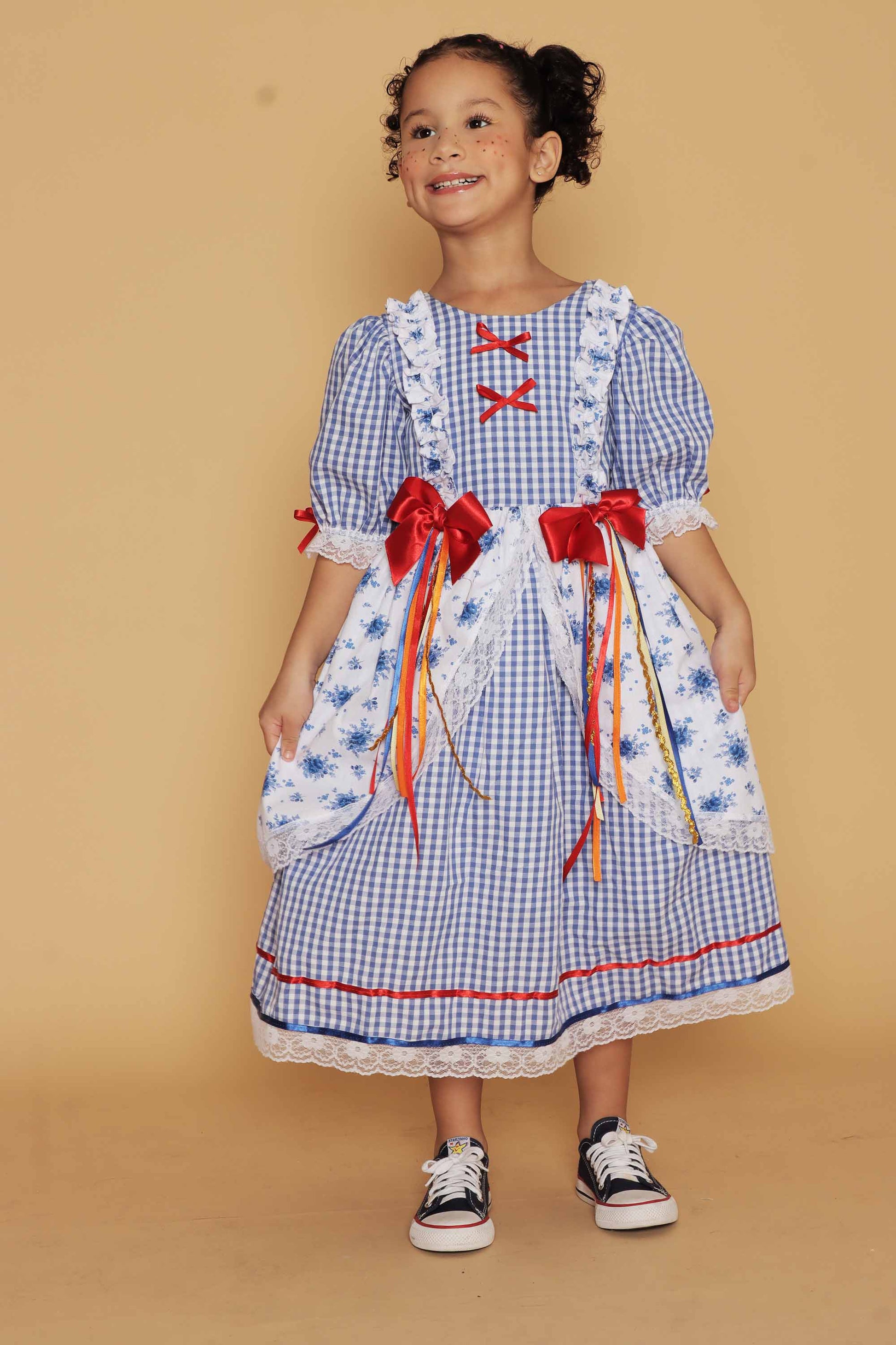 Vestido Junino Infantil Azul Royal Ester — foto 1