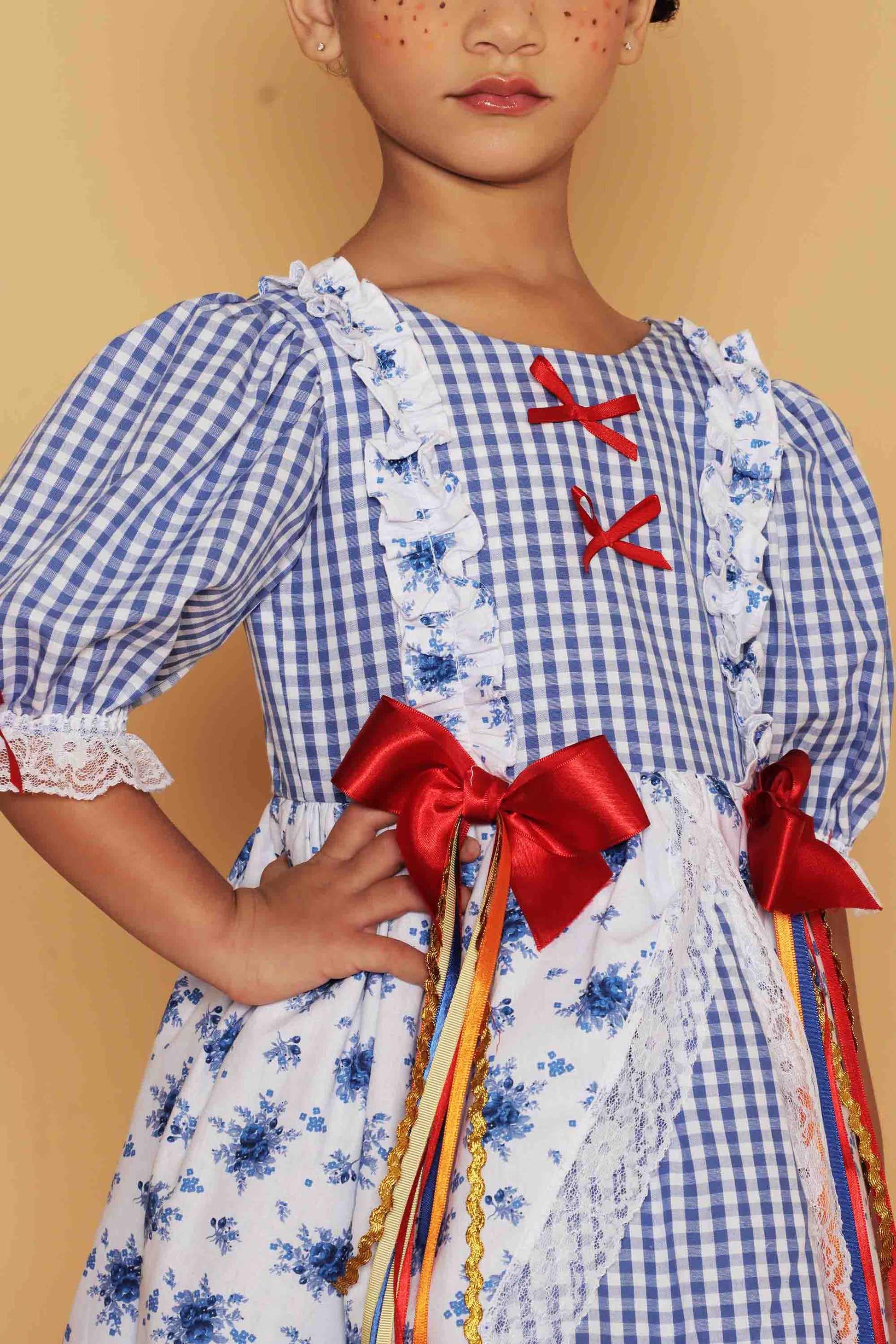 Vestido Junino Infantil Azul Royal Ester — foto 5