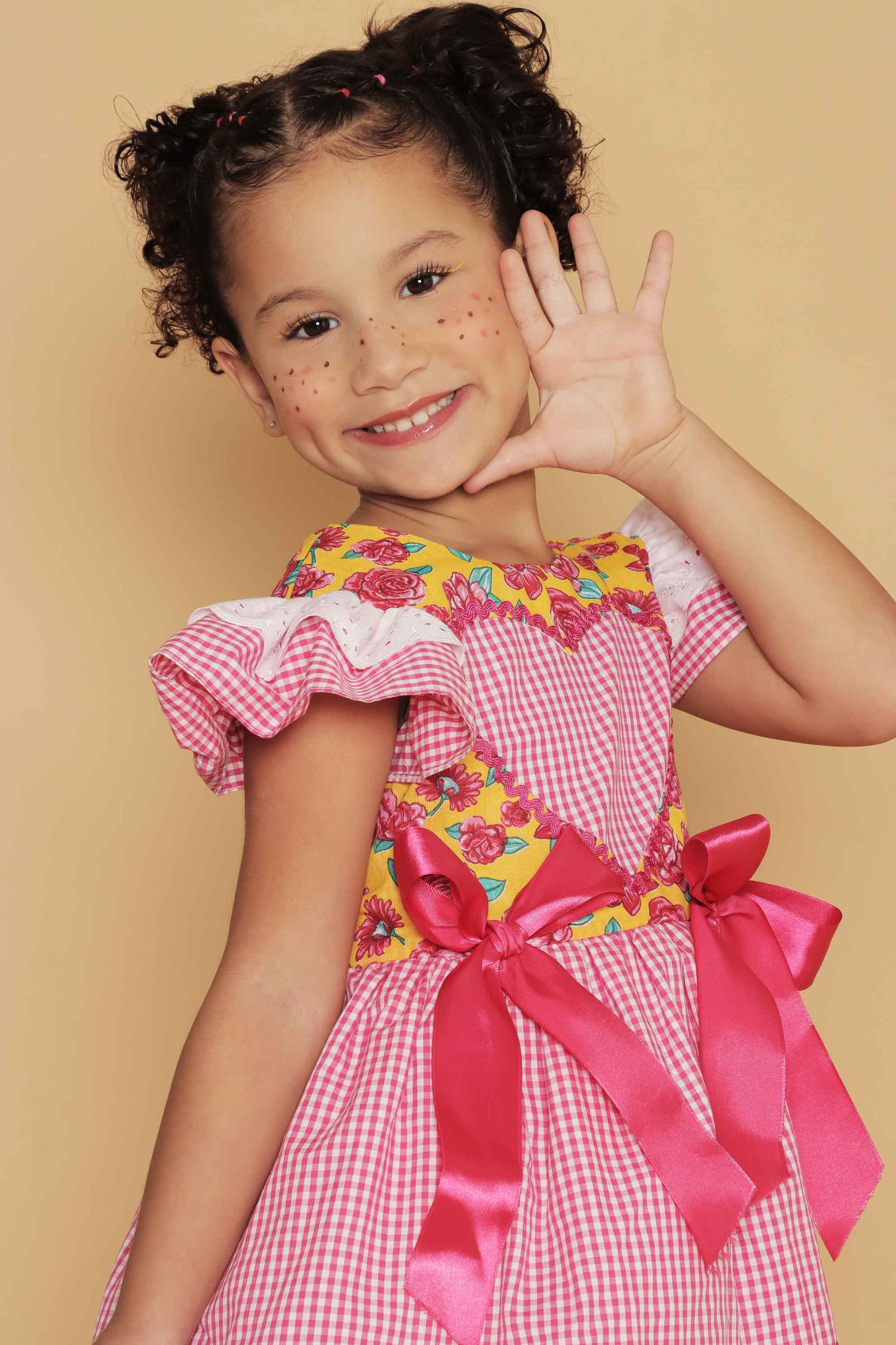 Vestido Junino Infantil Xadrez Pink Rebeca