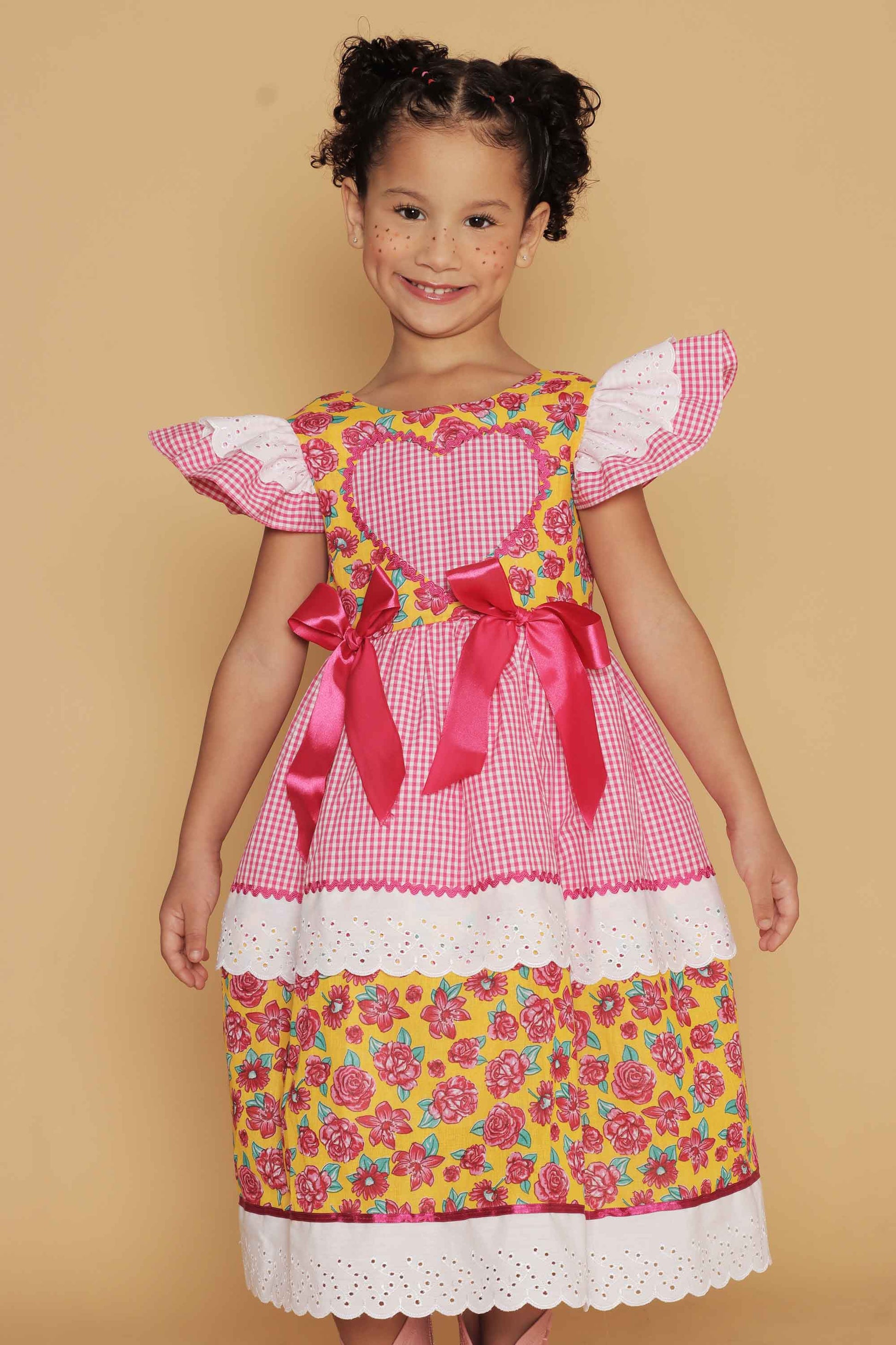 Vestido Junino Infantil Xadrez Pink Rebeca