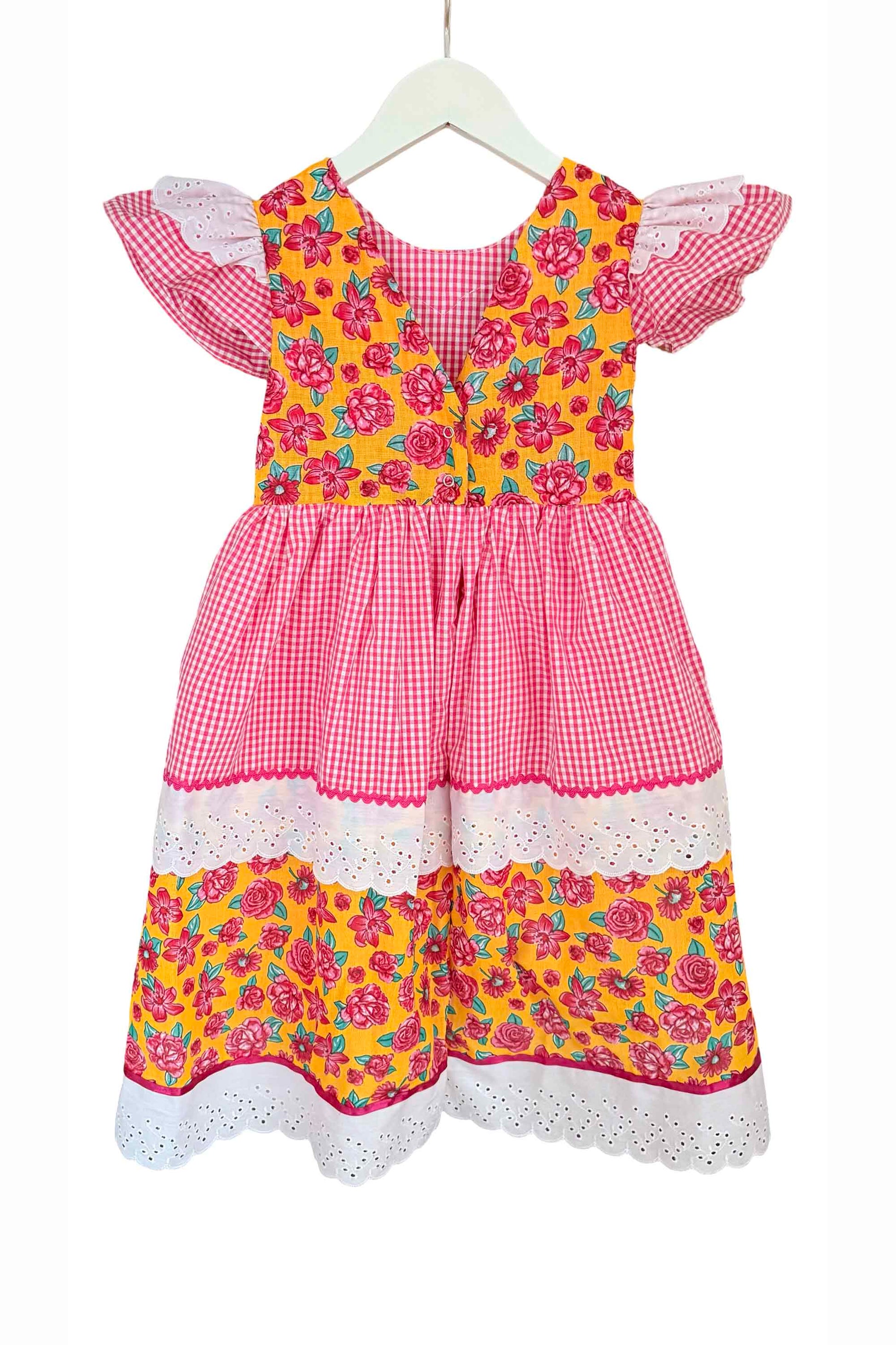 Vestido Junino Infantil Xadrez Pink Rebeca