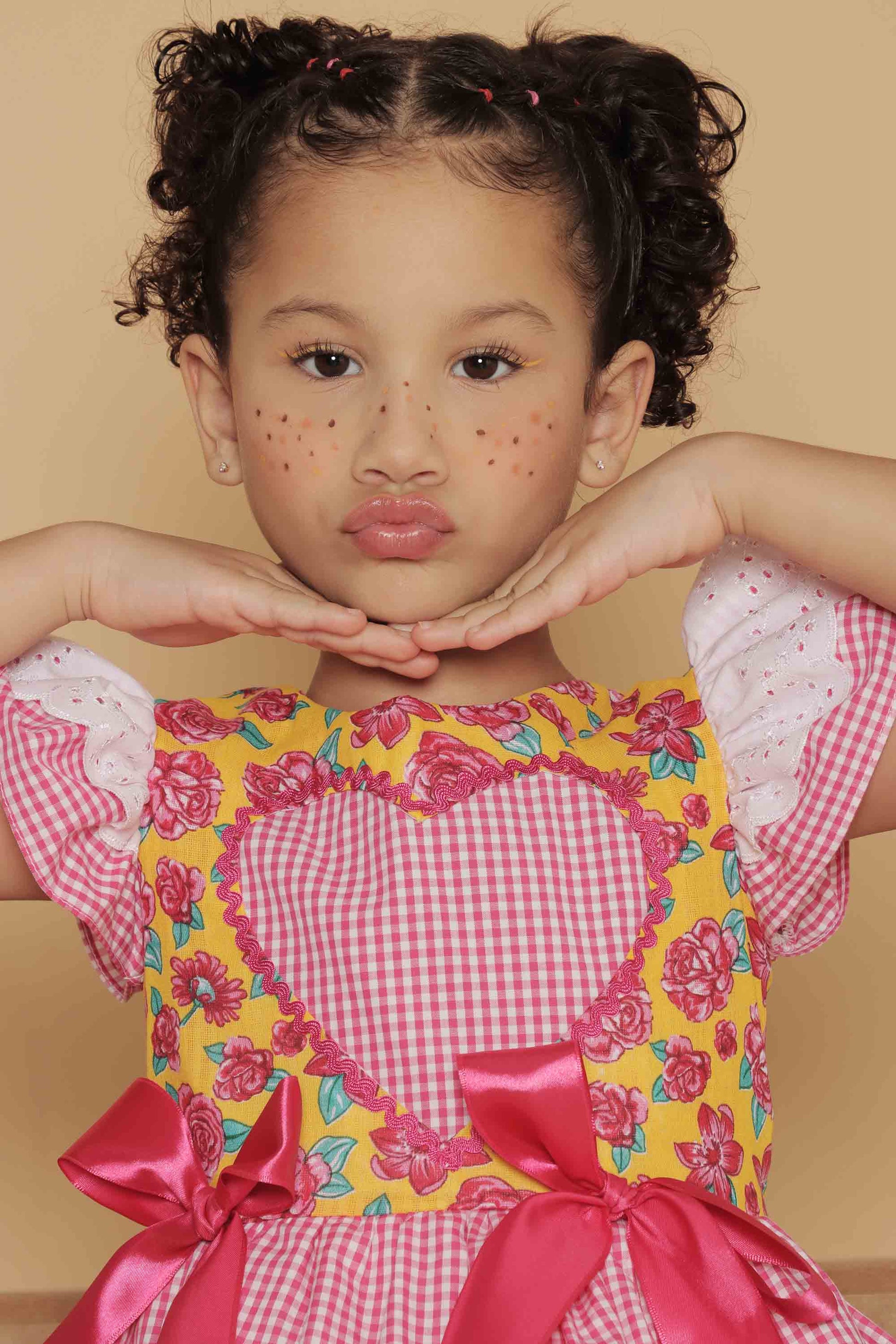 Vestido Junino Infantil Xadrez Pink Rebeca
