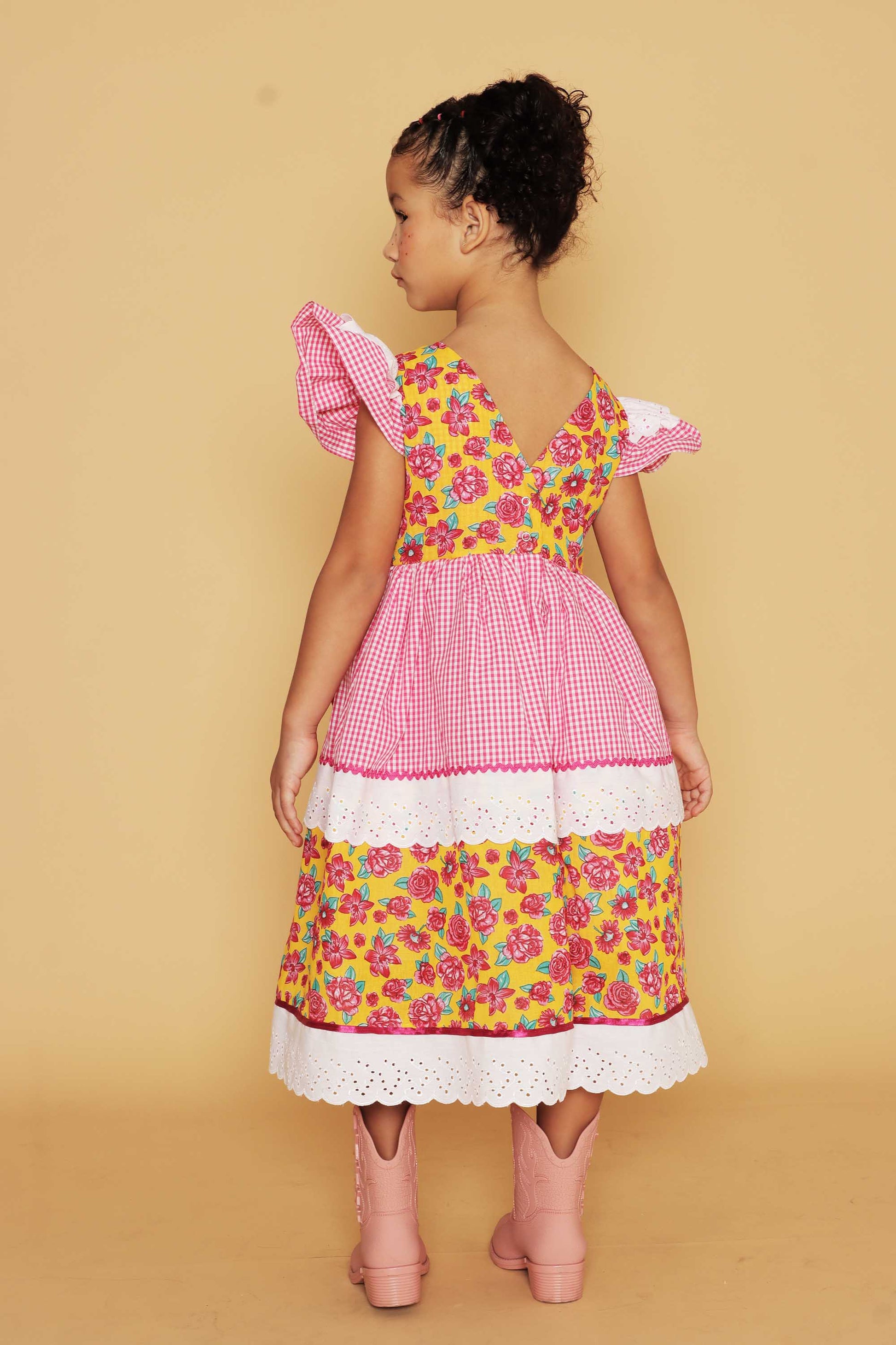 Vestido Junino Infantil Xadrez Pink Rebeca