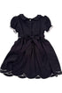 Vestido Infantil em Linho Bordado Festone Azul Marinho — foto 3