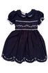 Vestido Infantil em Linho Bordado Festone Azul Marinho — foto 2