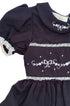 Vestido Infantil em Linho Bordado Festone Azul Marinho — foto 5