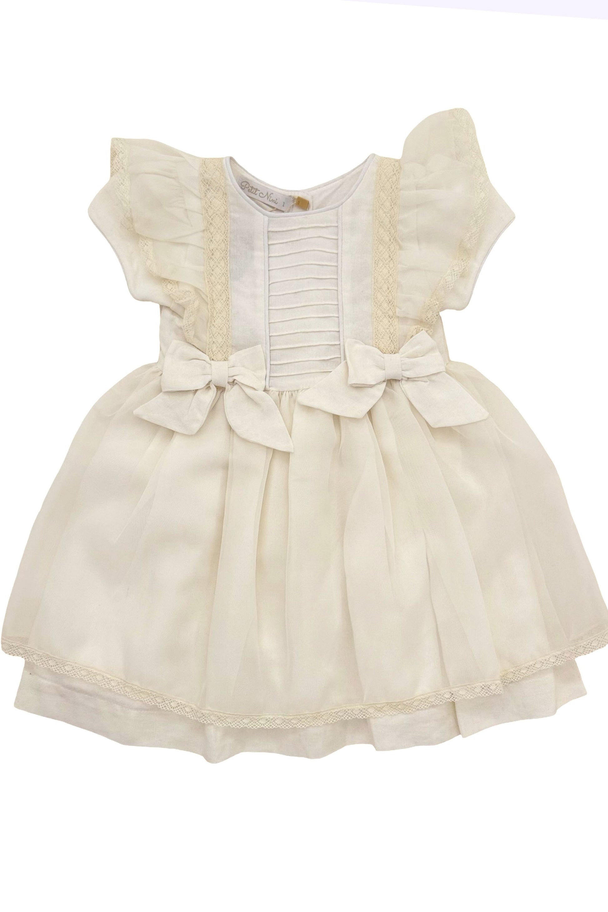 Vestido Infantil Voal Renda Bege — foto 5