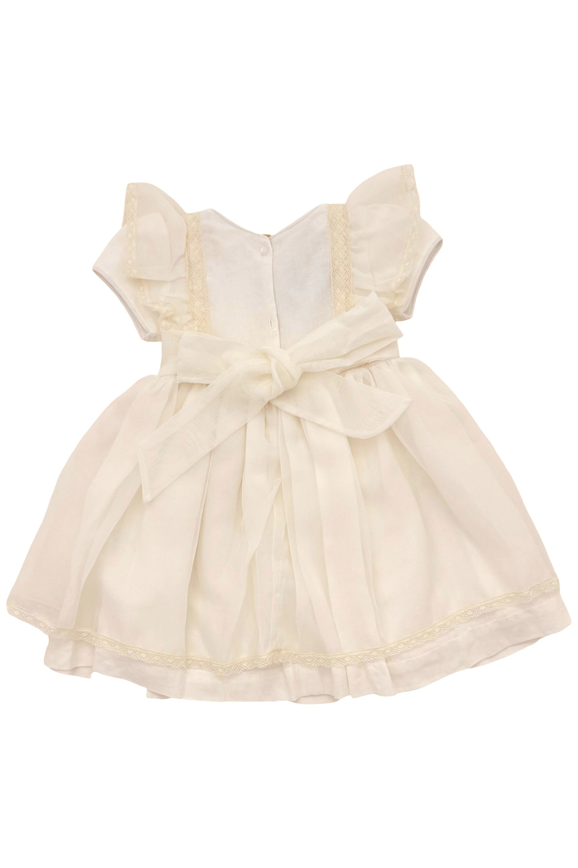Vestido Infantil Voal Renda Bege
