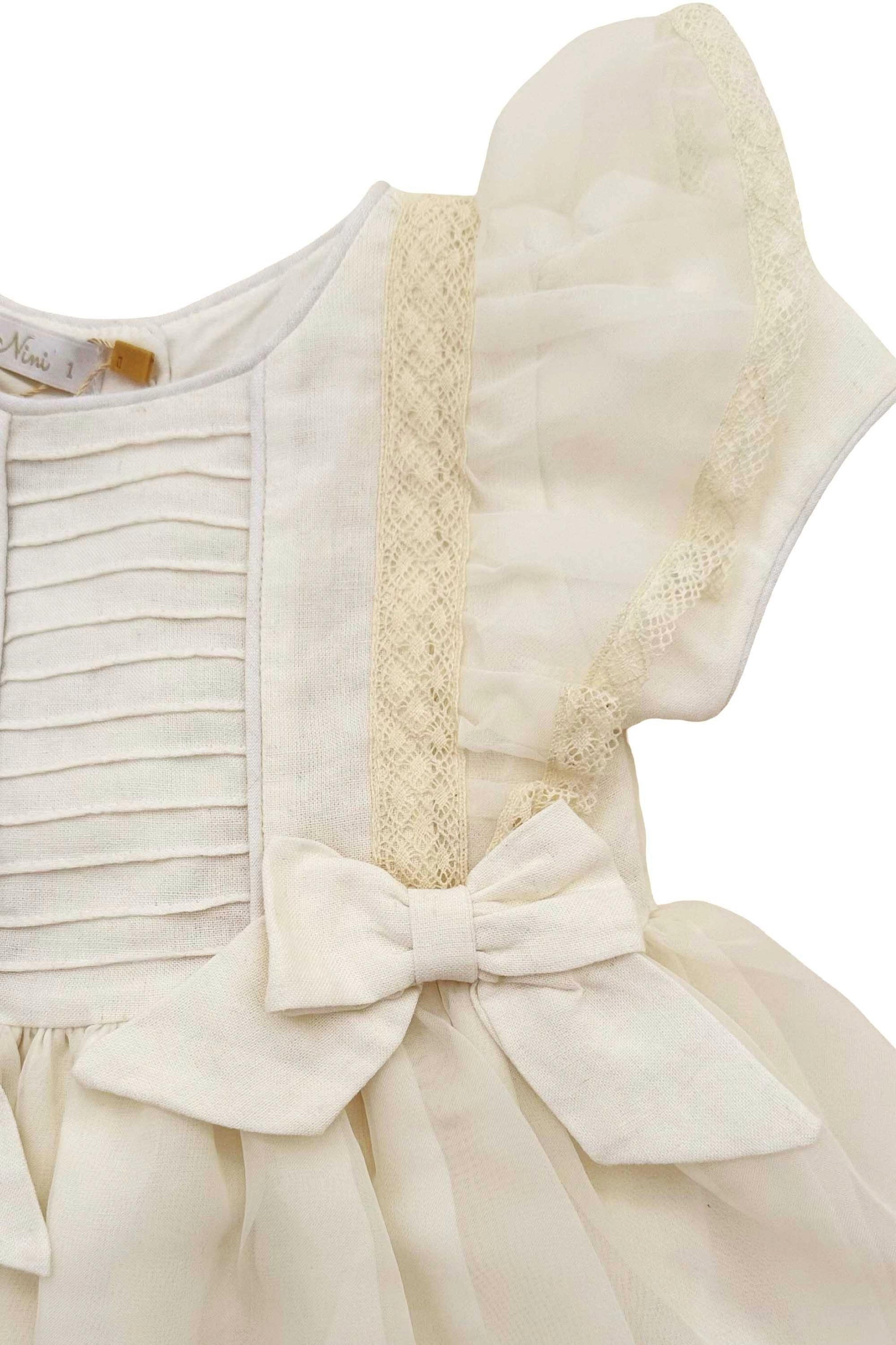 Vestido Infantil Voal Renda Bege