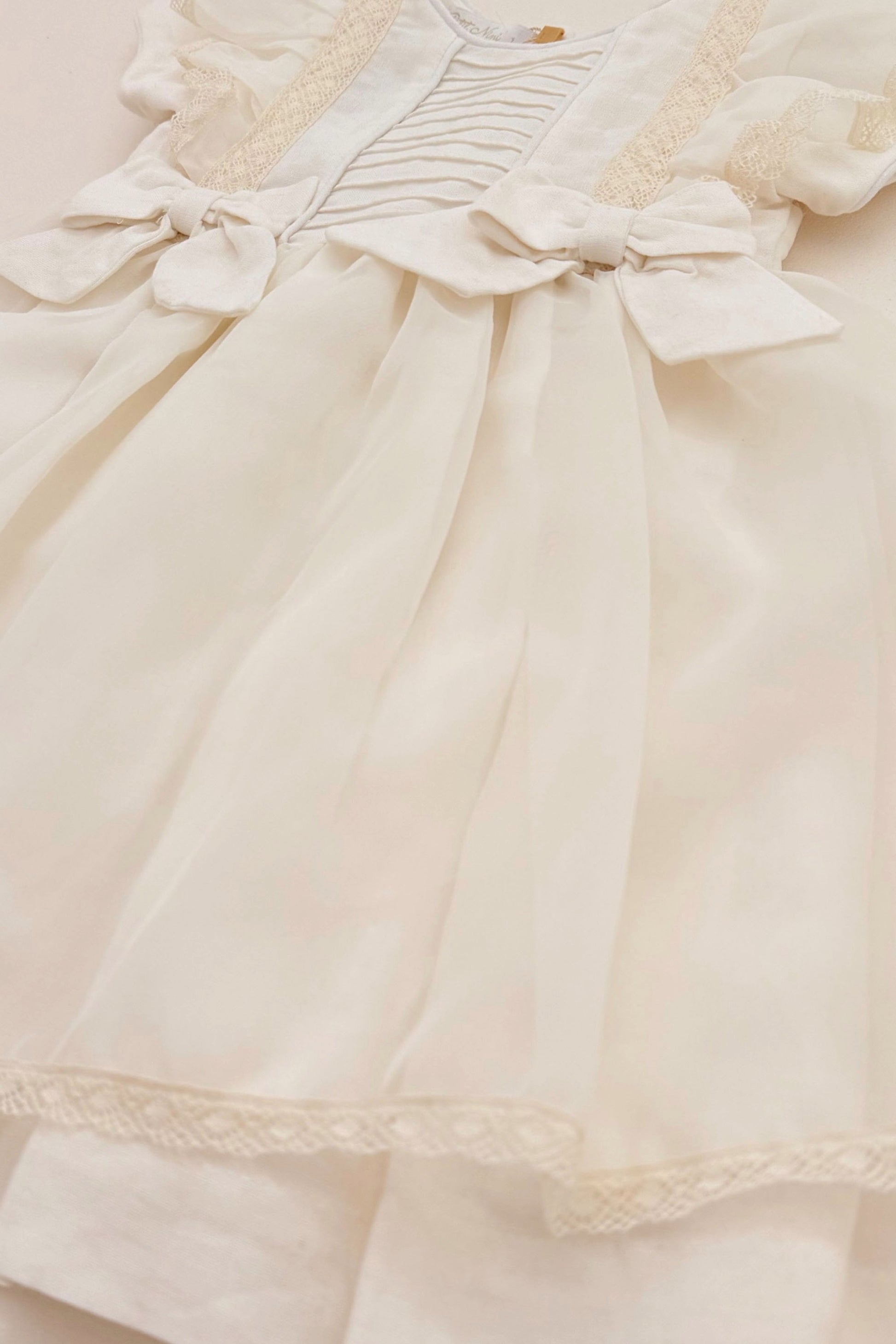 Vestido Infantil Voal Renda Bege