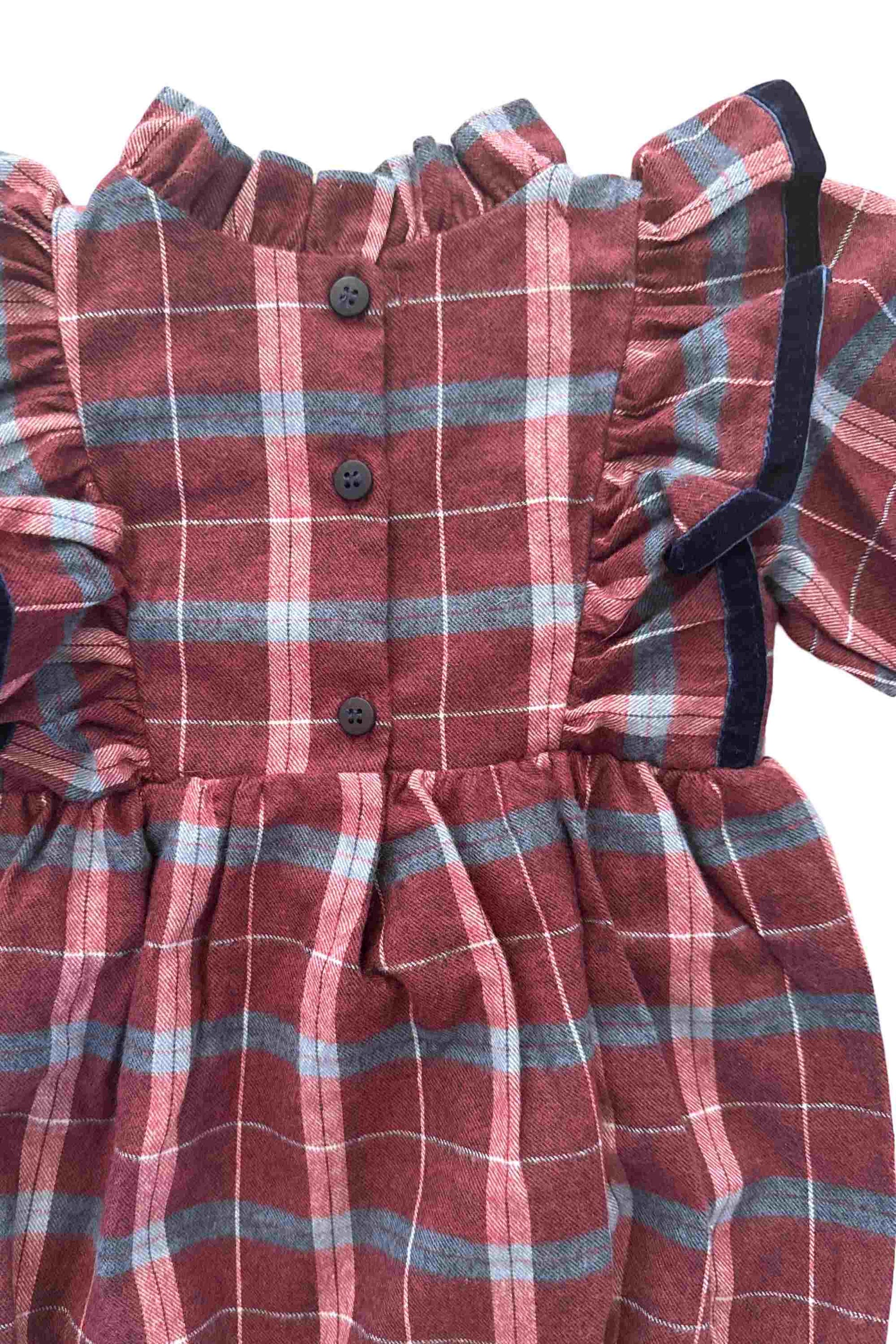 Romper Bebê Menina Xadrez Manga Longa — foto 3