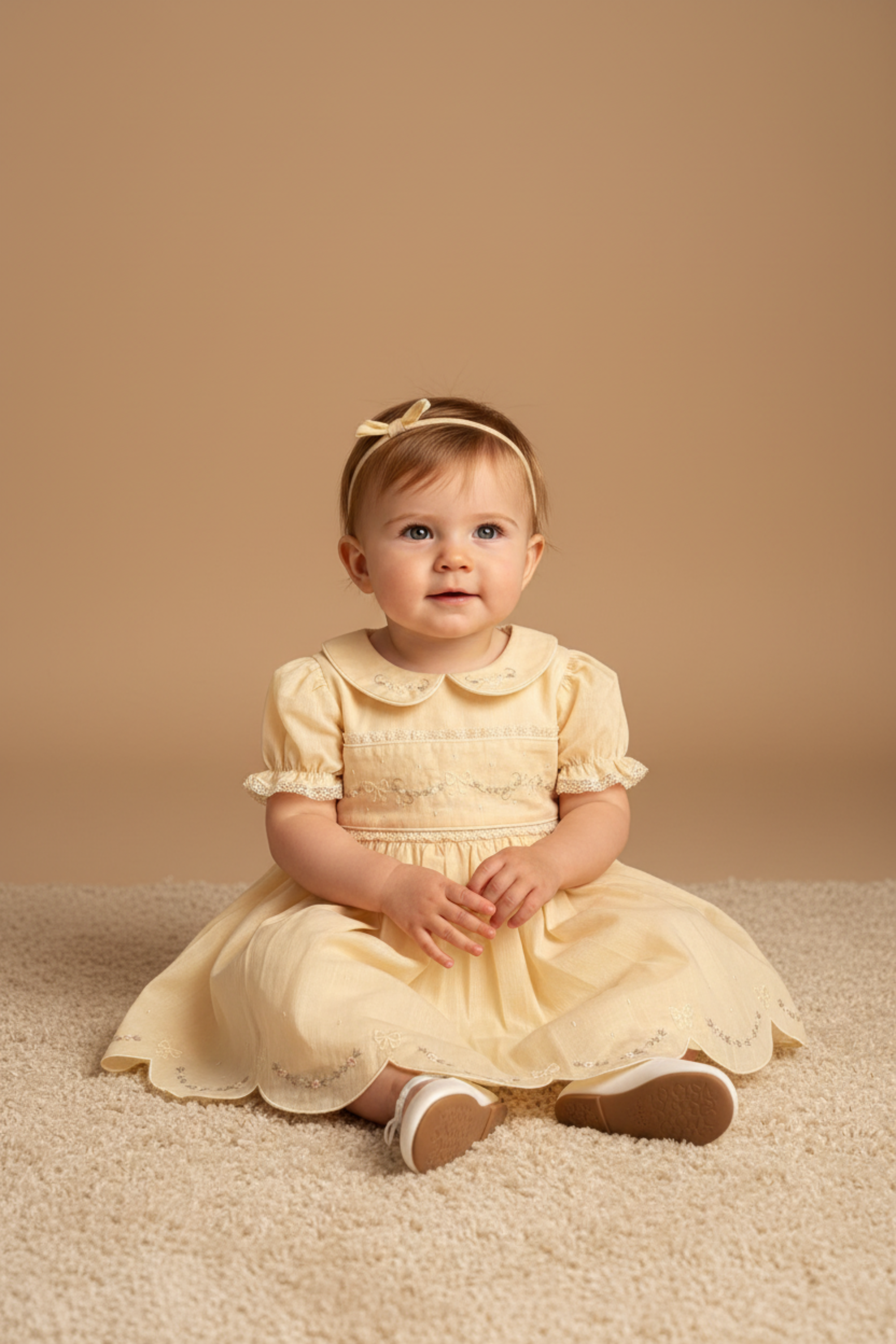 Vestido Infantil em Linho Festone Amarelo — foto 2
