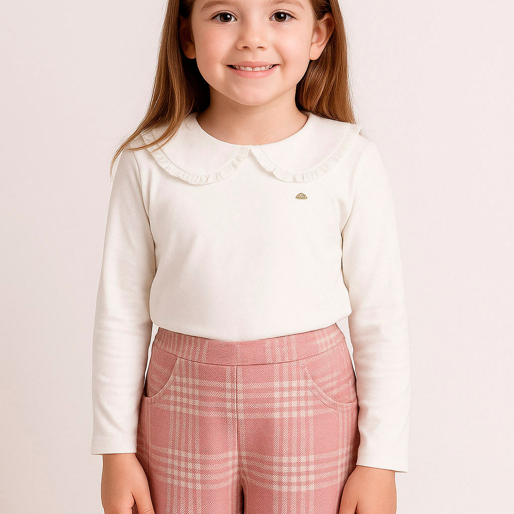 Conjunto Infantil Blusa Manga Longa e Shorts Xadrez para Meninas — foto 1